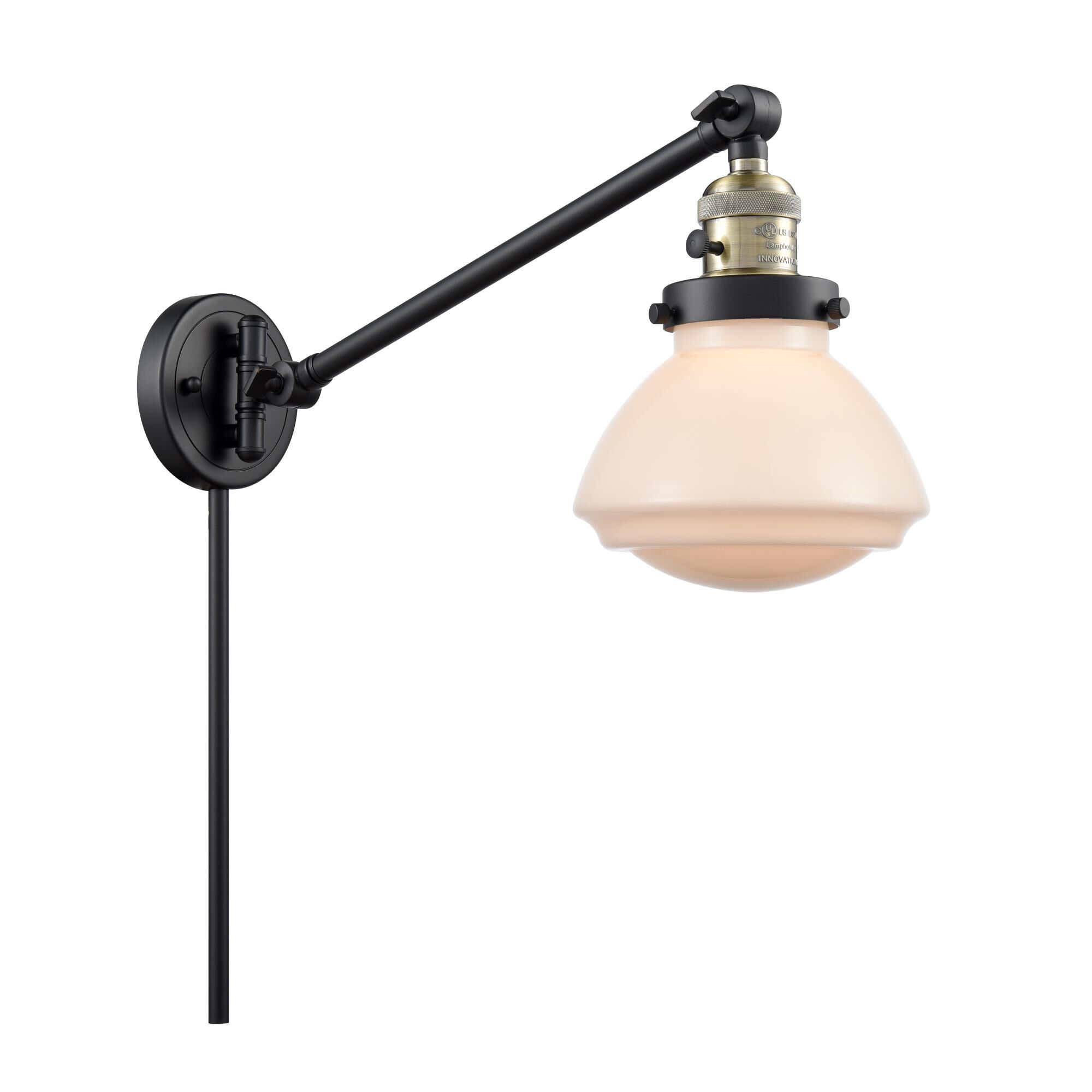 Shown in Black Antique Brass finish and Bell glass and Glass shade