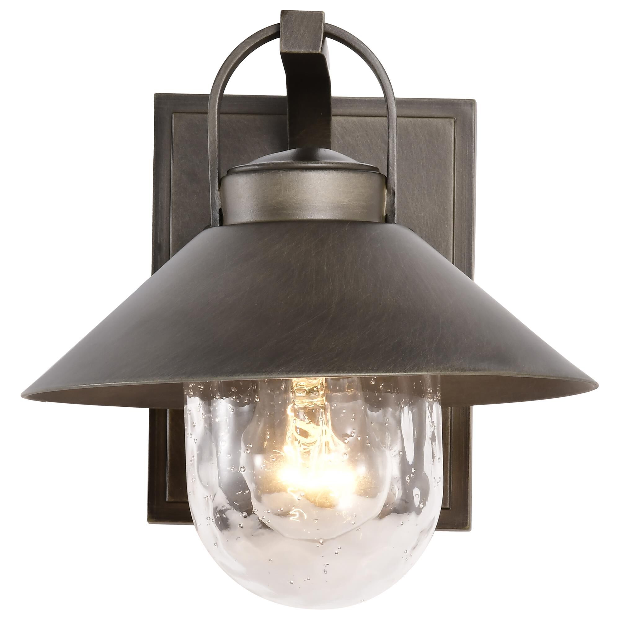 Shown in Bronze finish and Clear Seeded glass