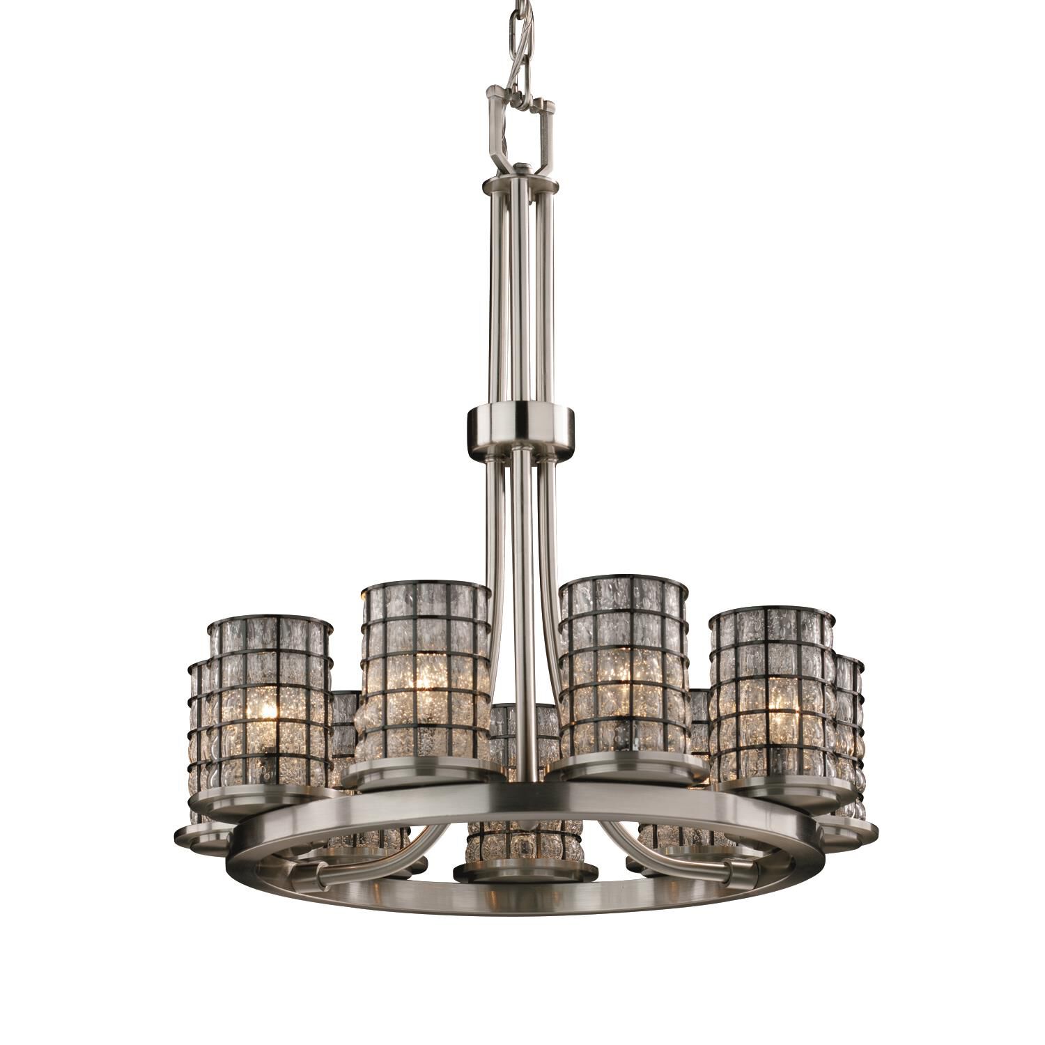 Wire Glass 23 Inch 9 Light Chandelier by Justice Design Group