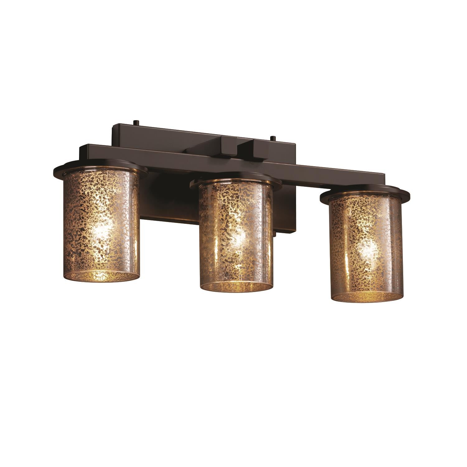 Shown in Dark Bronze finish and Mercury Artisan glass and Mercury shade and Cylinder with Flat Rim accent
