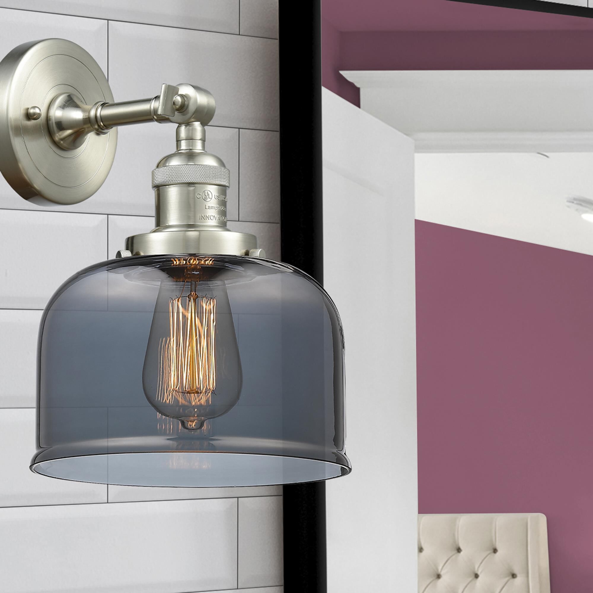 Shown in Brushed Satin Nickel finish and Plated Smoked glass