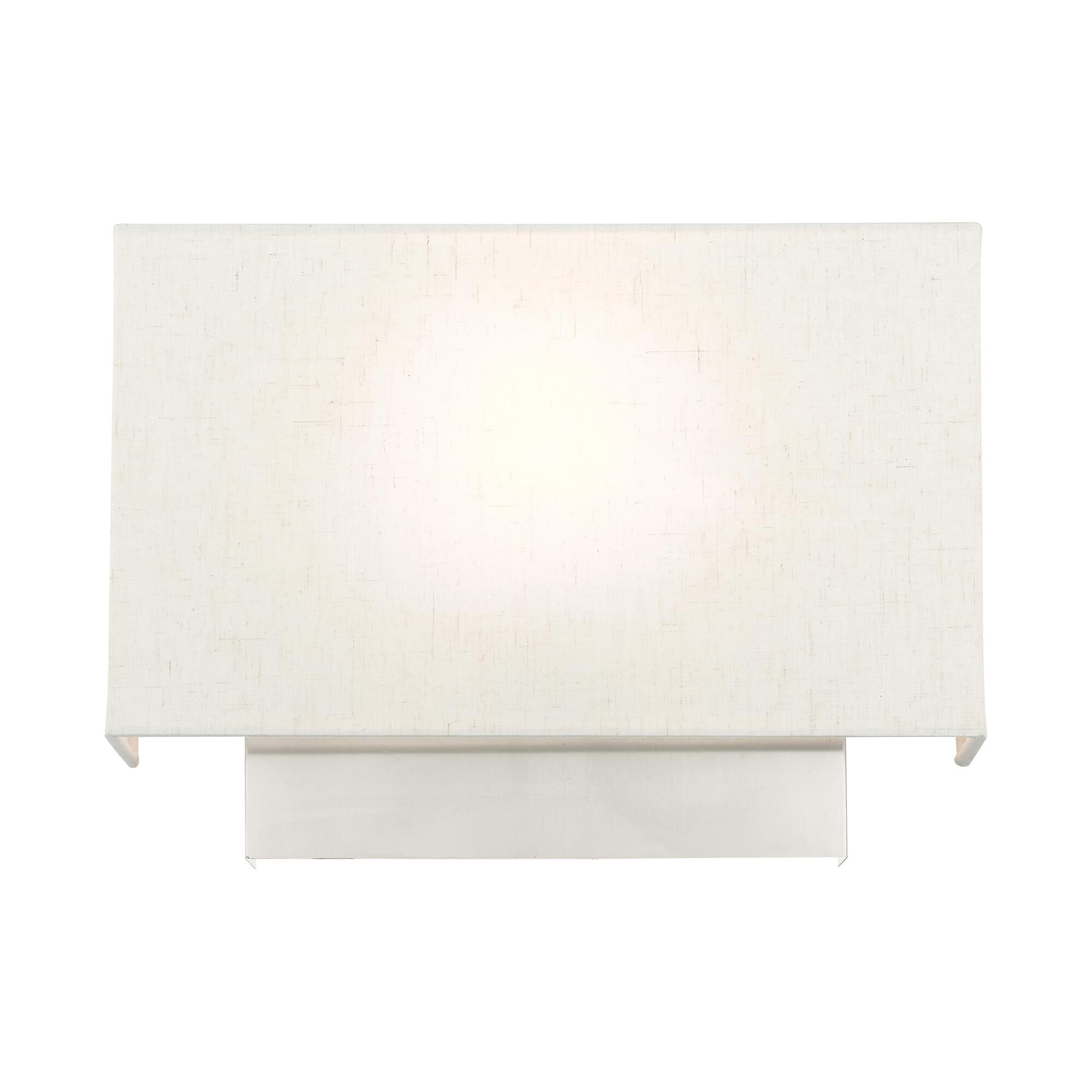 Shown in Brushed Nickel finish and Hand Crafted Hardback  Completely Finished With Oatmeal Color Fabric Outside and White Color Fabr shade