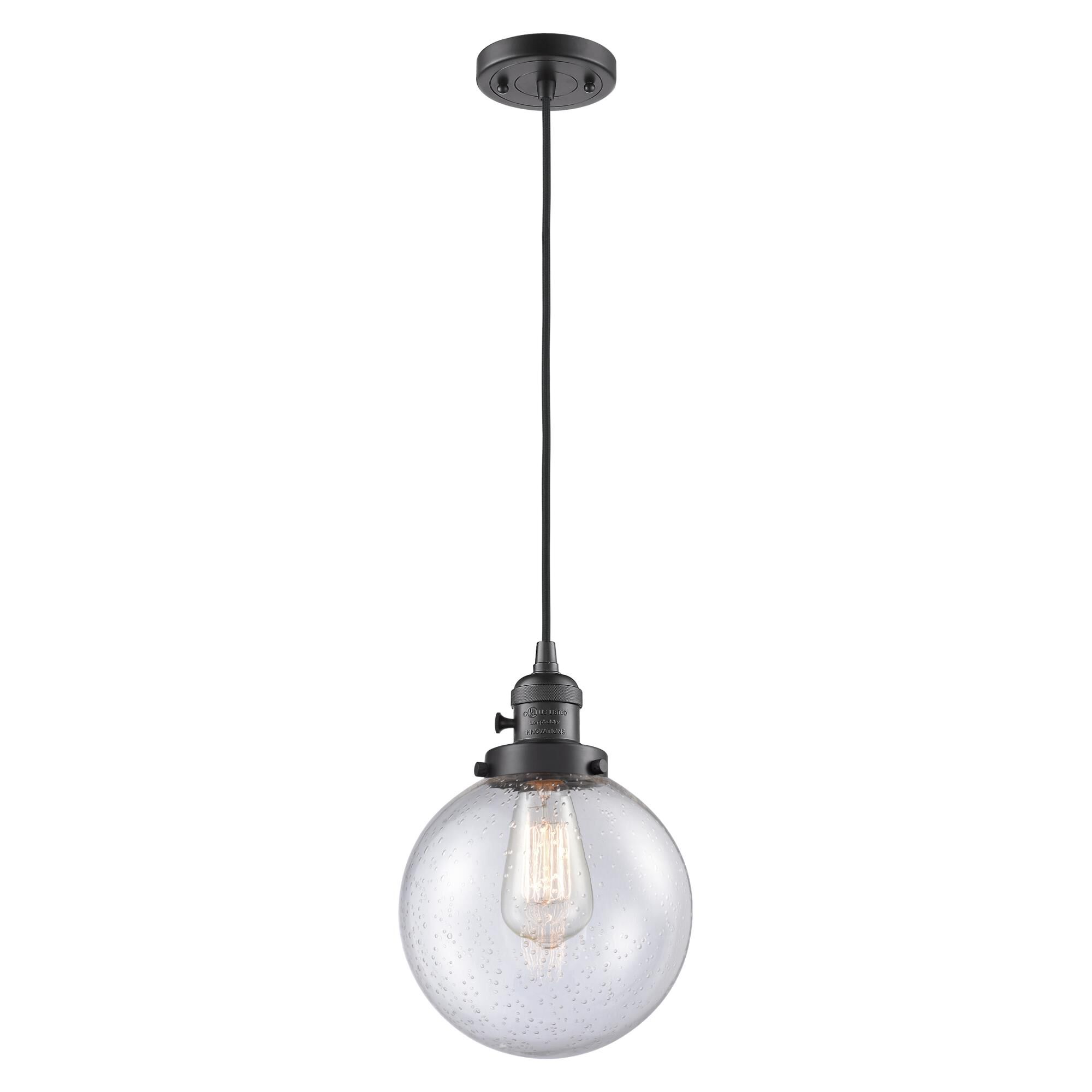 Shown in Oil Rubbed Bronze finish and Seedy glass