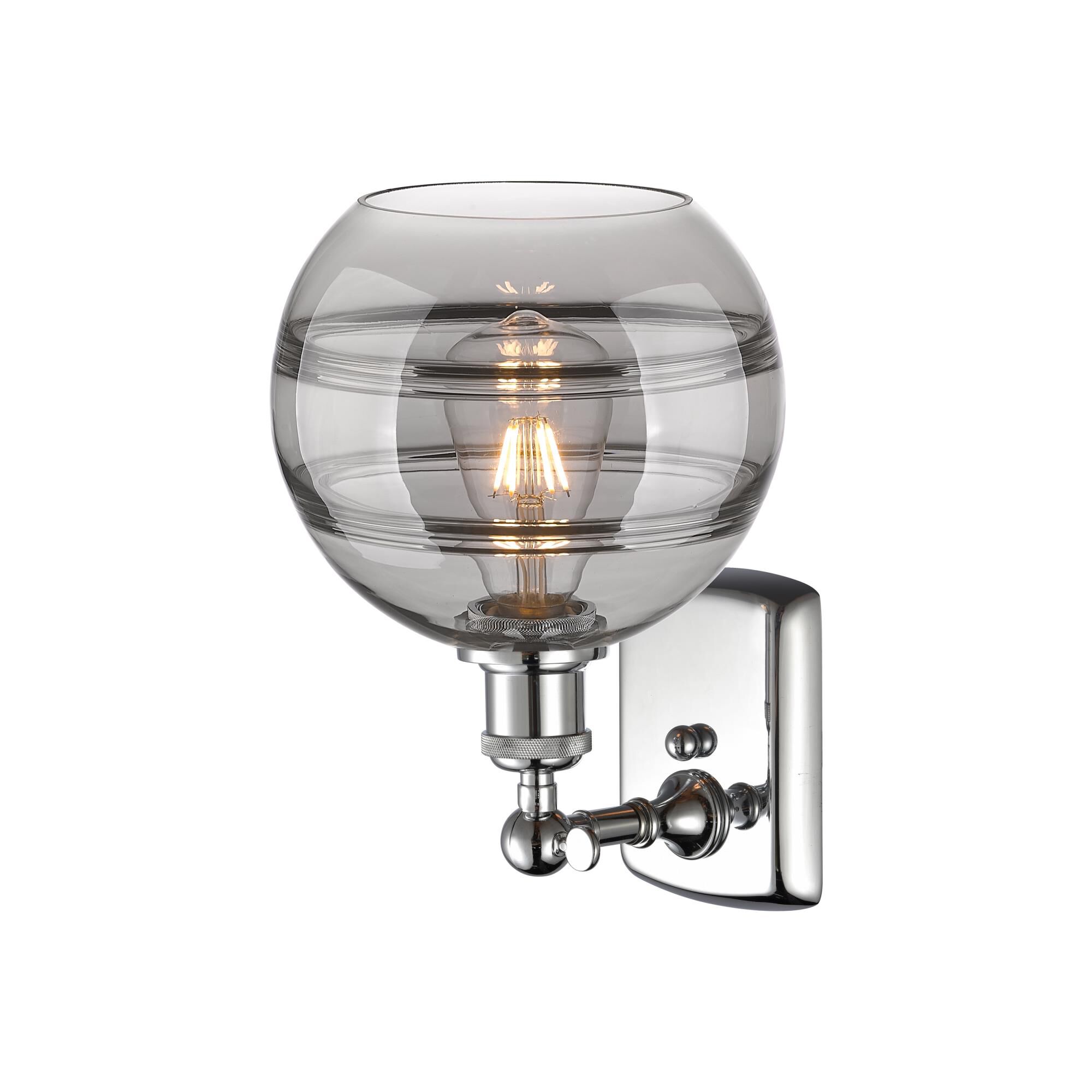 Shown in Polished Chrome finish and Light Smoke glass