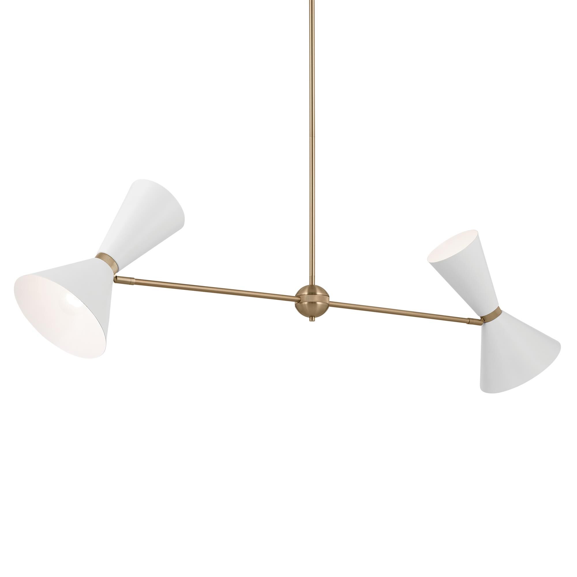 Shown in Champagne Bronze with White finish and Metal and Cone shade