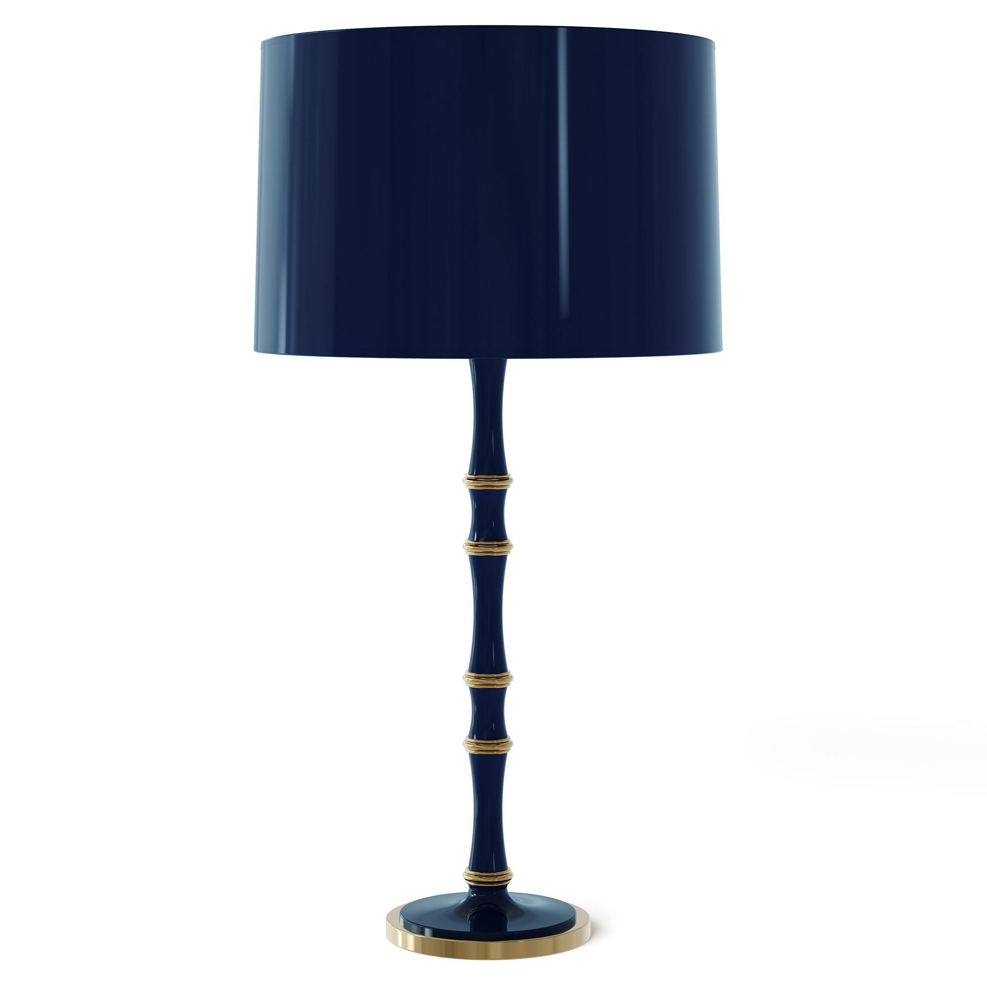 Shown in Midnight Blue finish and Celadon shade and Modern Brass  accent