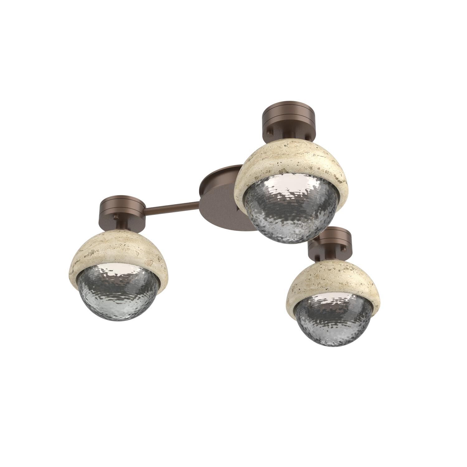 Shown in Burnished Bronze finish and Smoke glass and Travertine Stone accent