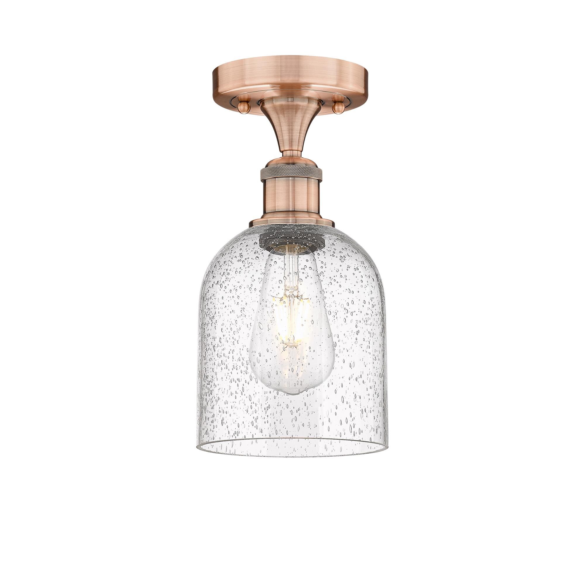Shown in Antique Copper finish and Seedy glass