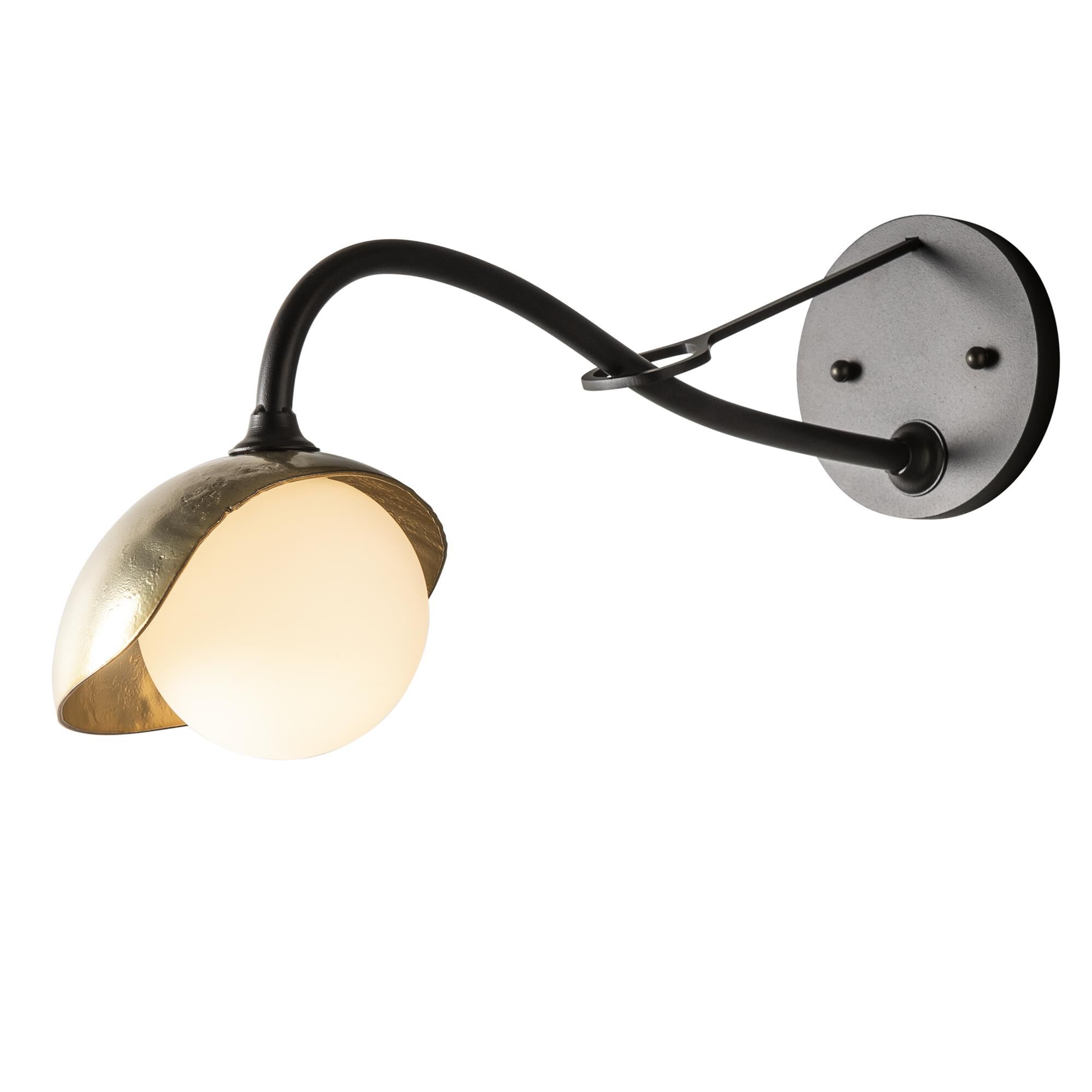 Shown in Black finish and Opal glass and Modern Brass (86) accent