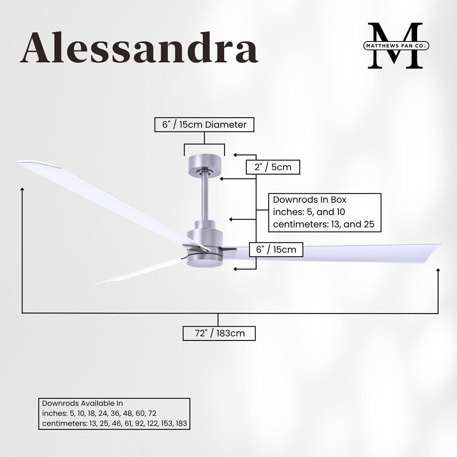 Alessandra 72 Inch Ceiling Fan by Matthews Fan Company