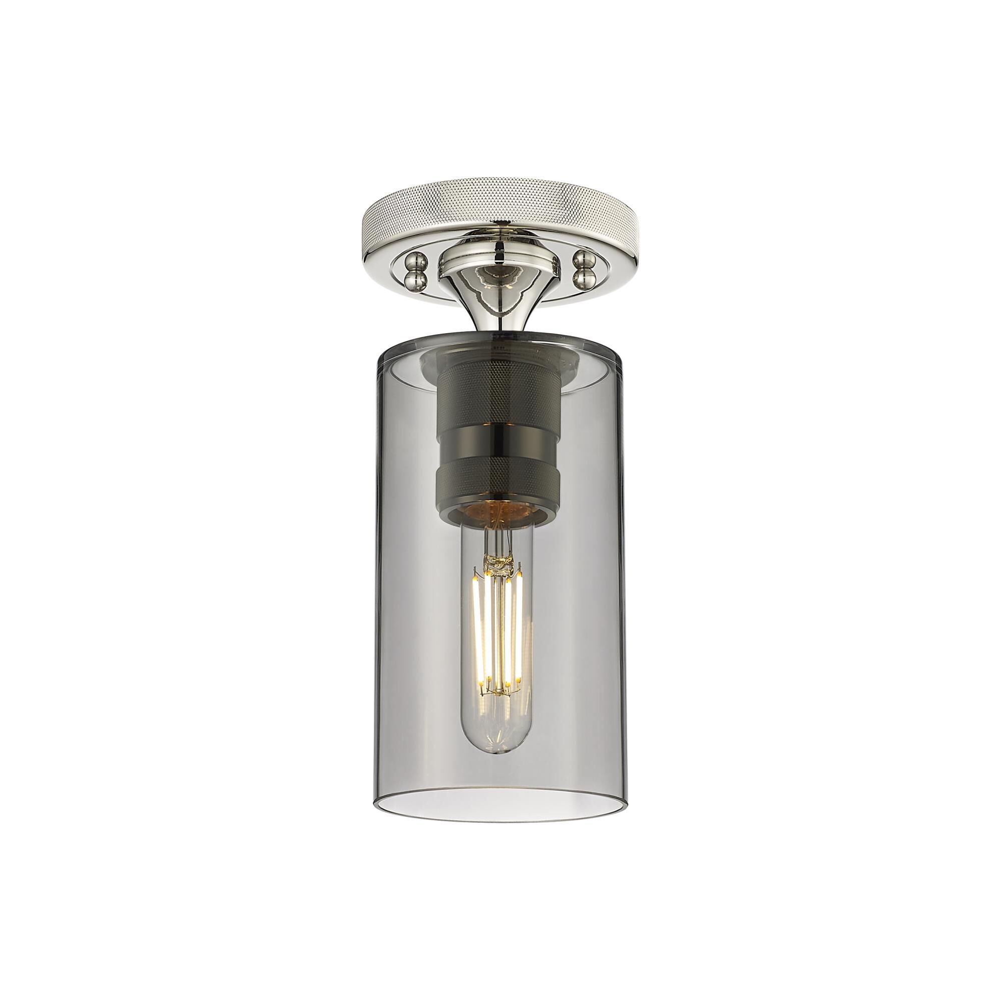 Shown in Polished Nickel finish and Plated Smoke glass and Plated Smoke Glass shade