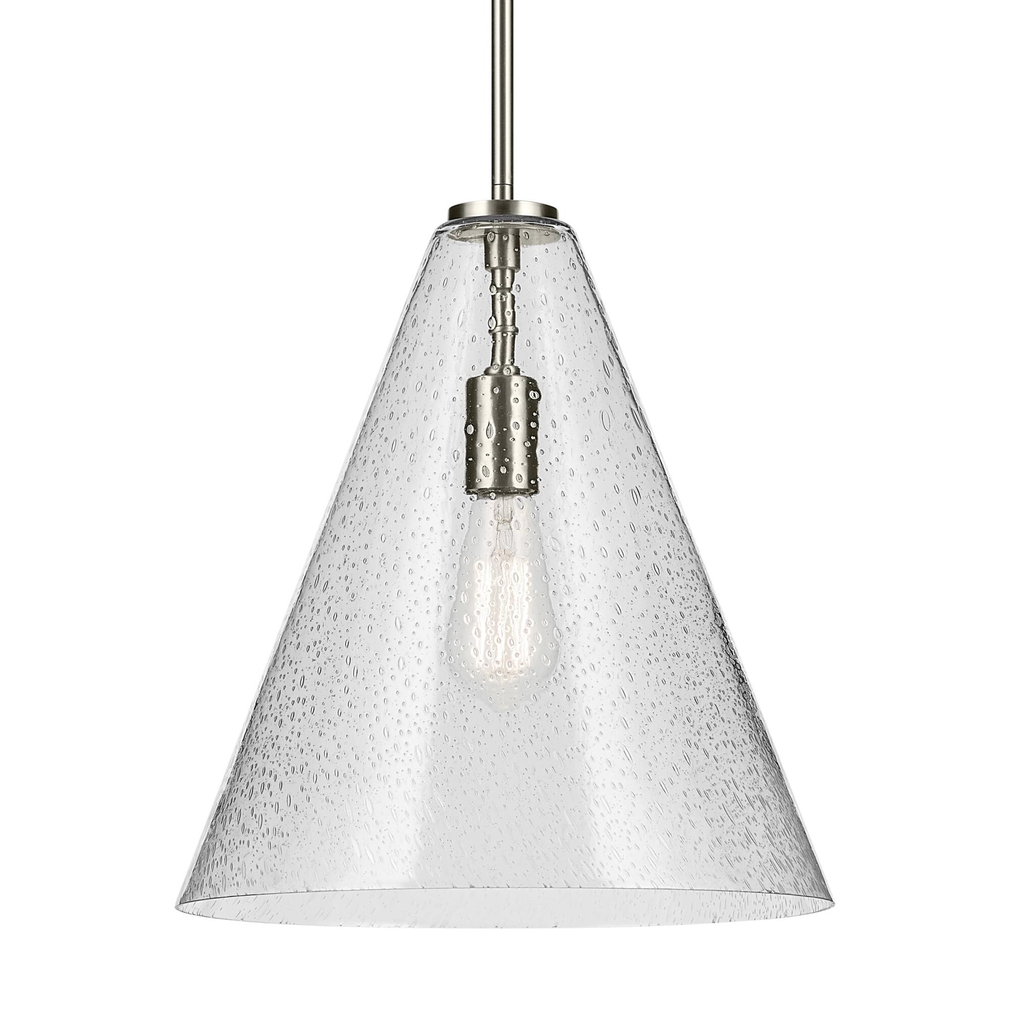 Shown in Brushed Nickel finish and Clear glass