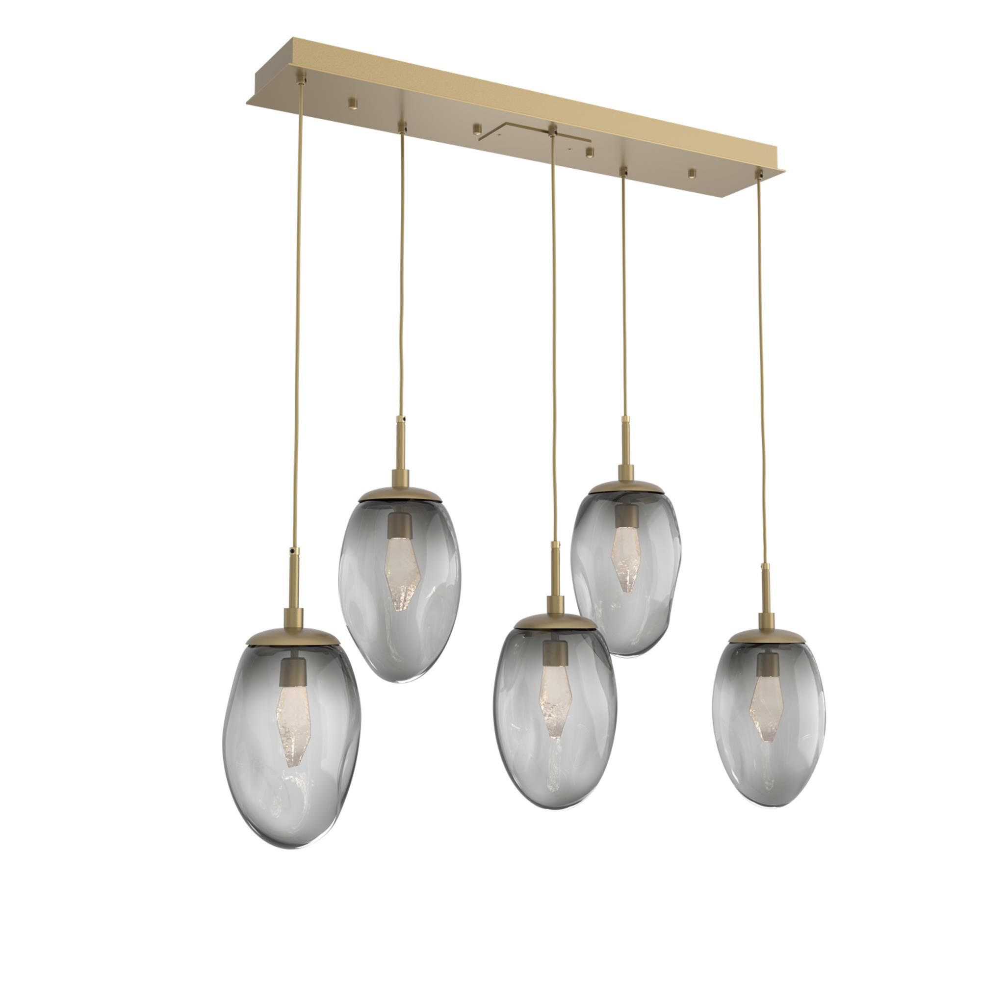 Shown in Gilded Brass finish and Geo Inner Smoke Outer glass