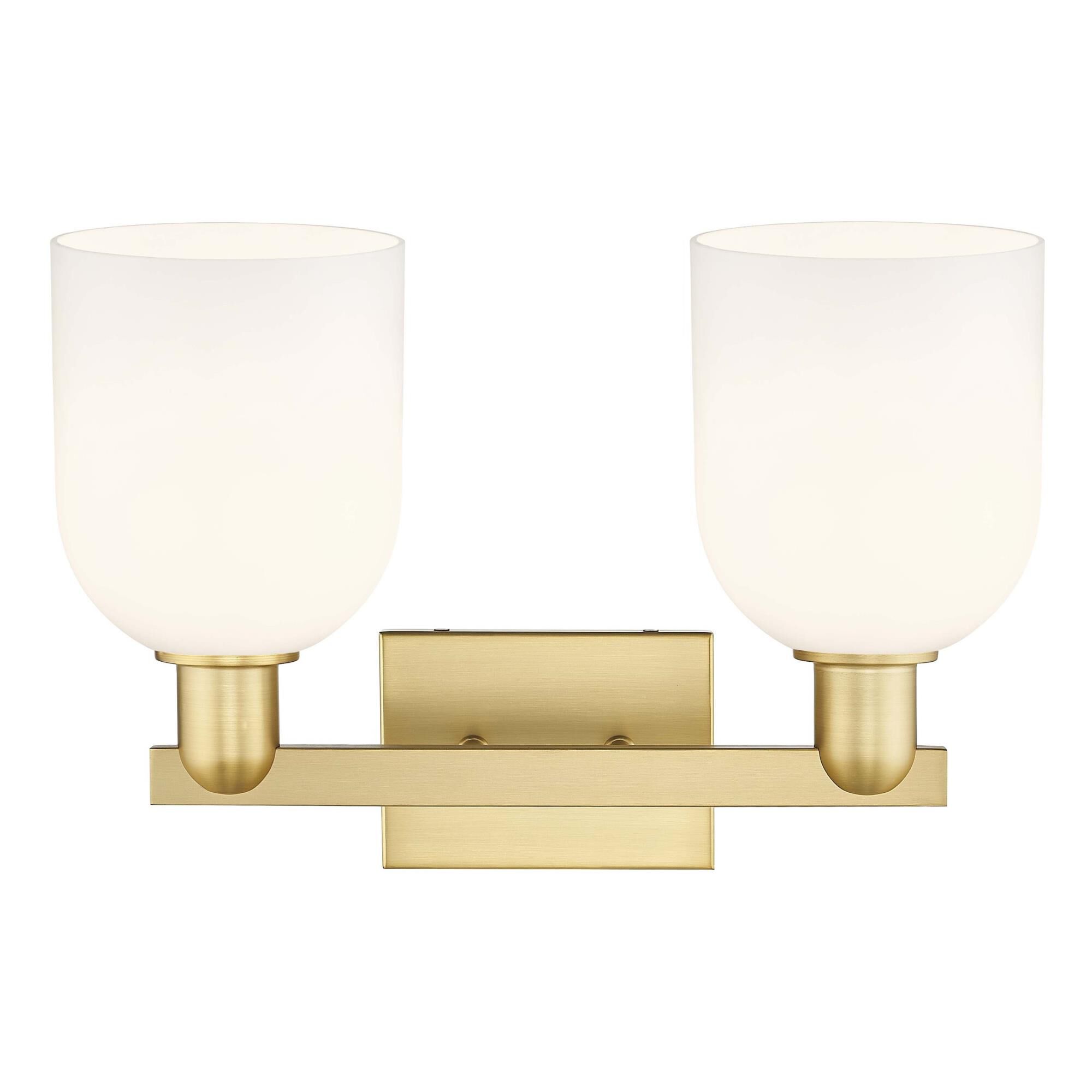 Shown in Satin Gold finish and White glass