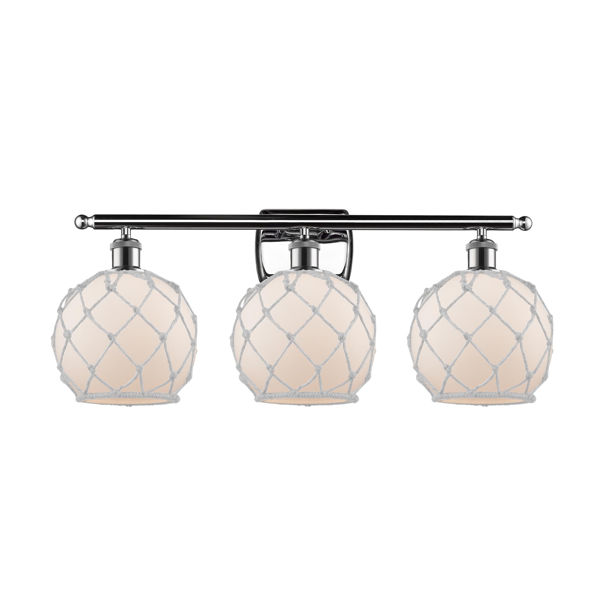 Shown in Polished Chrome finish and White With White Rope glass