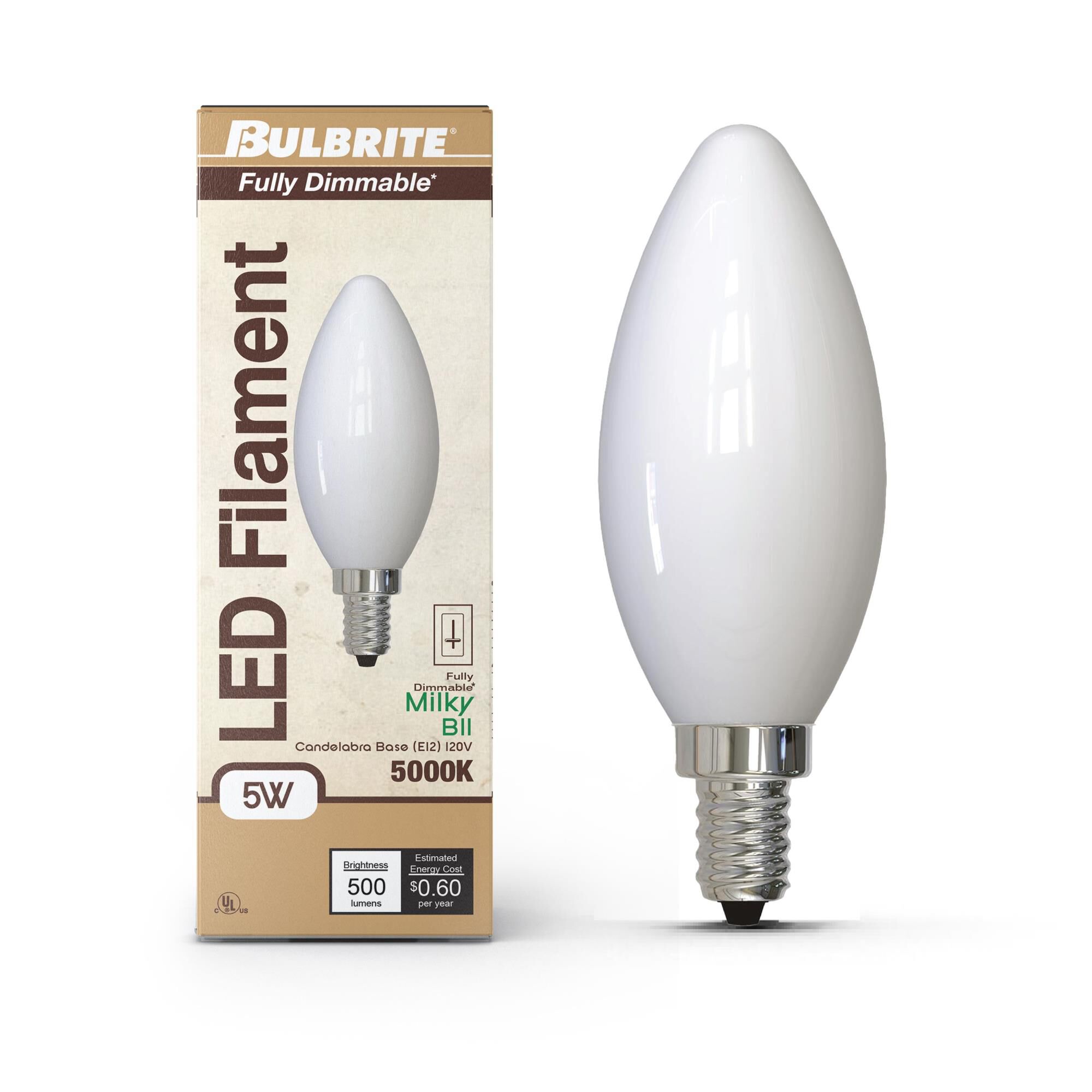 Milky B11 Base E12 5000K LED Light Bulb by Bulbrite