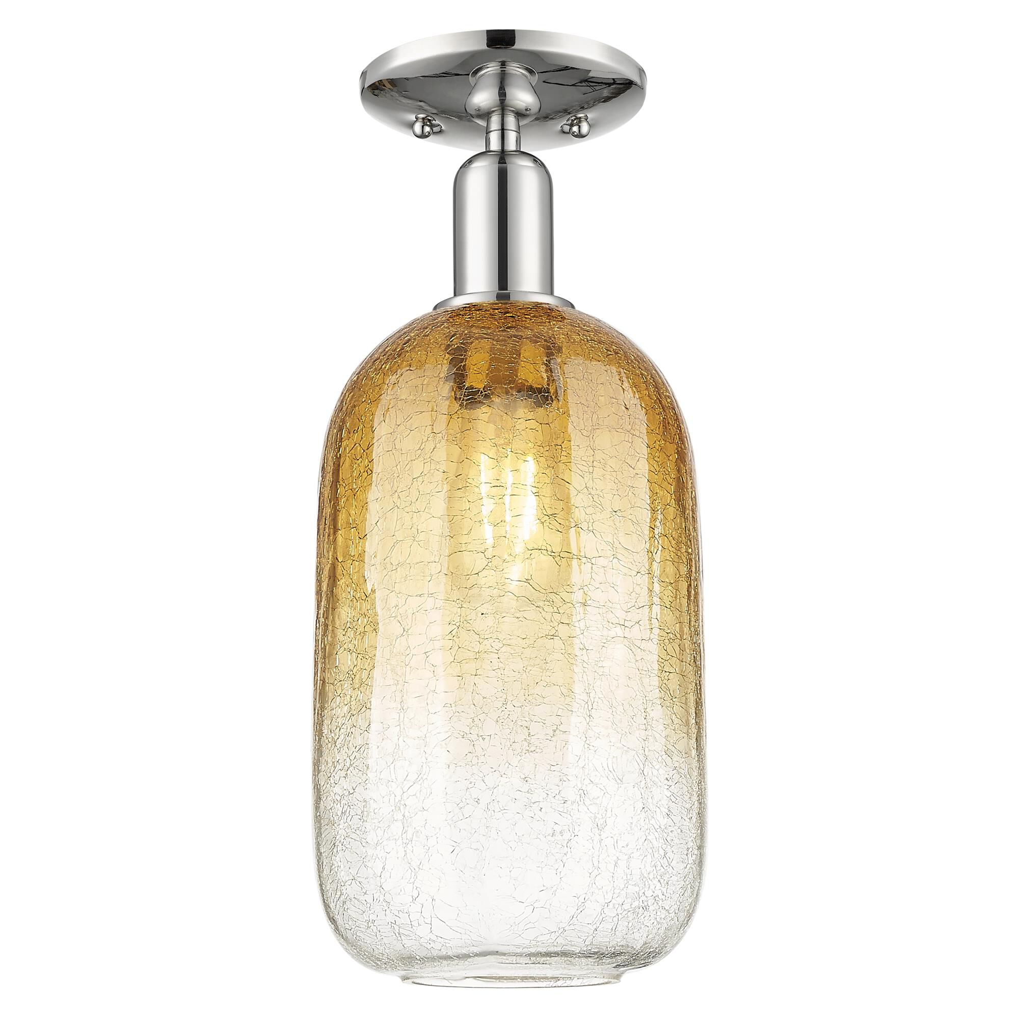 Shown in Polished Nickel finish and Amber glass