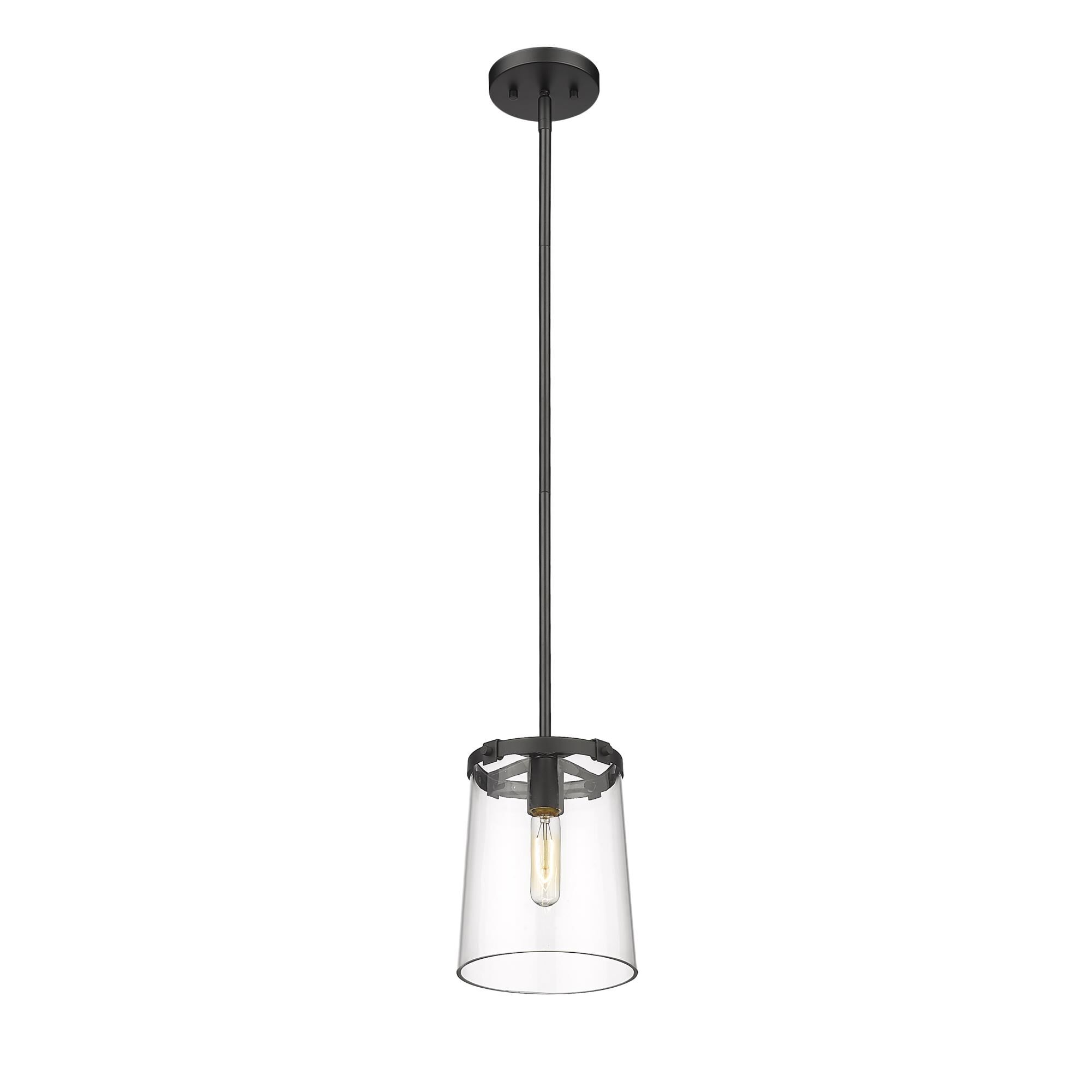 Shown in Matte Black finish and Glass shade