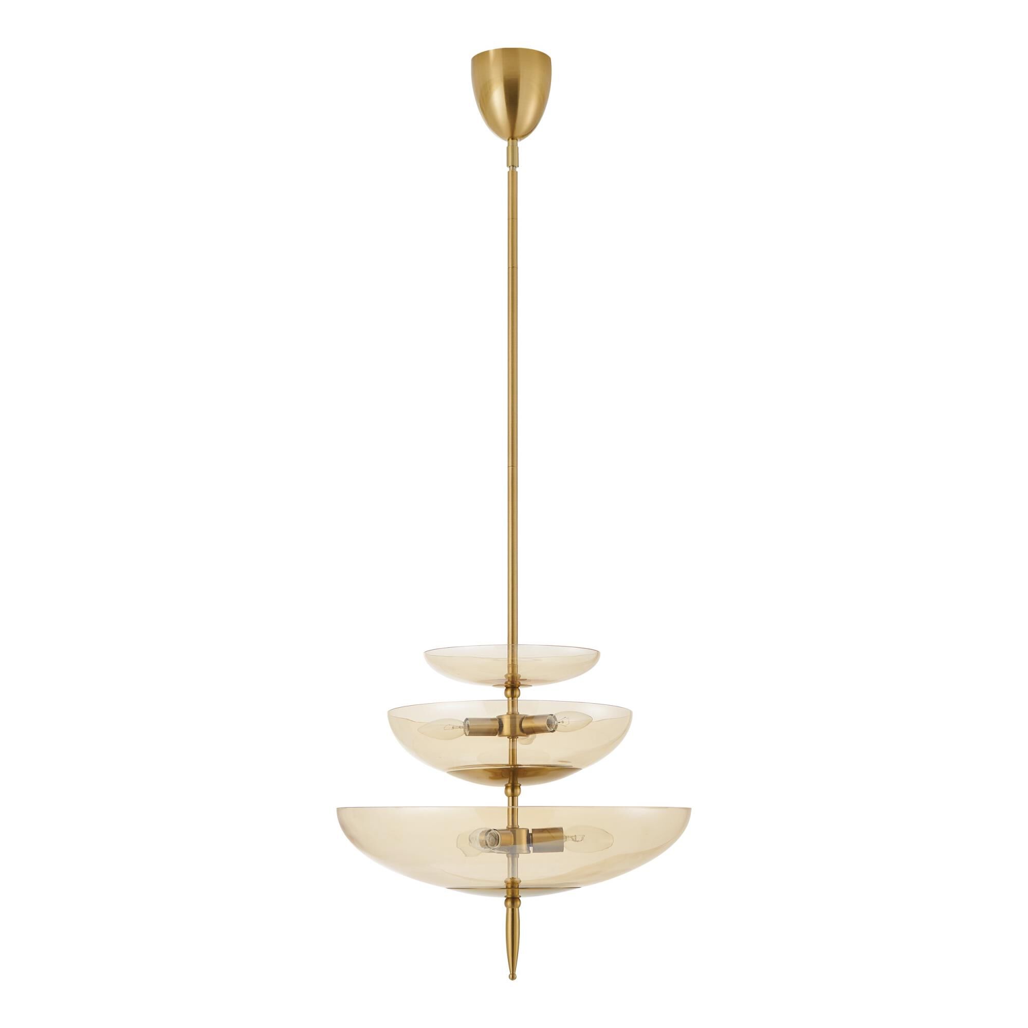 Shown in Brushed Gold finish and Smoked Amber glass