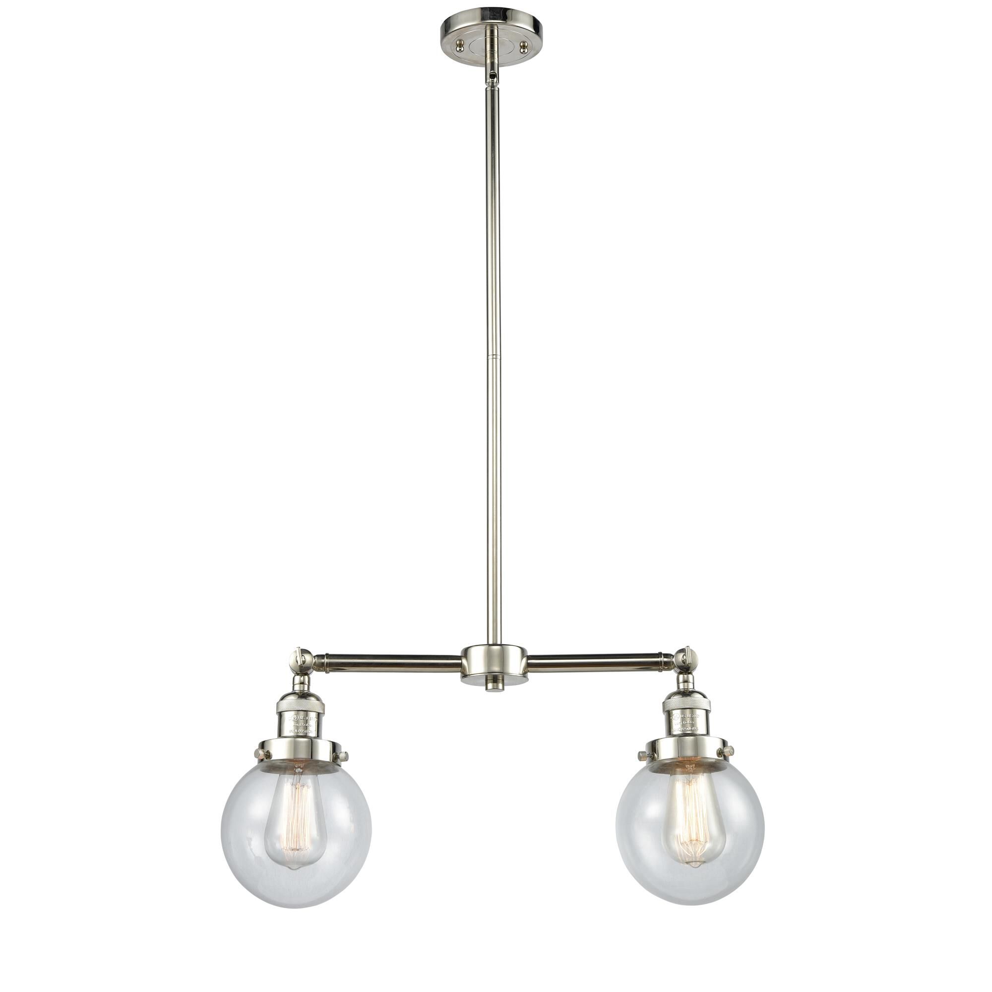 Shown in Polished Nickel finish and Clear glass