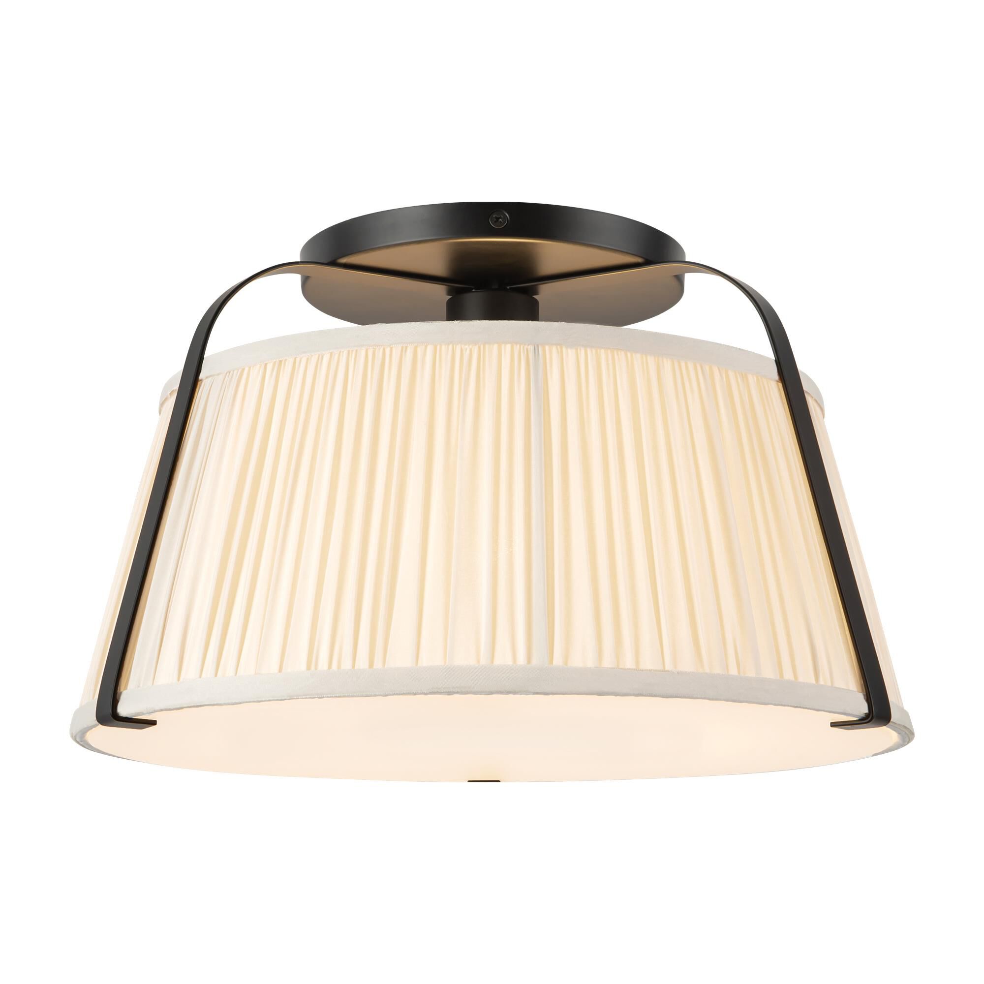 Shown in Matte Black finish and Frosted Polycarbonate Diffuser glass and White Linen shade