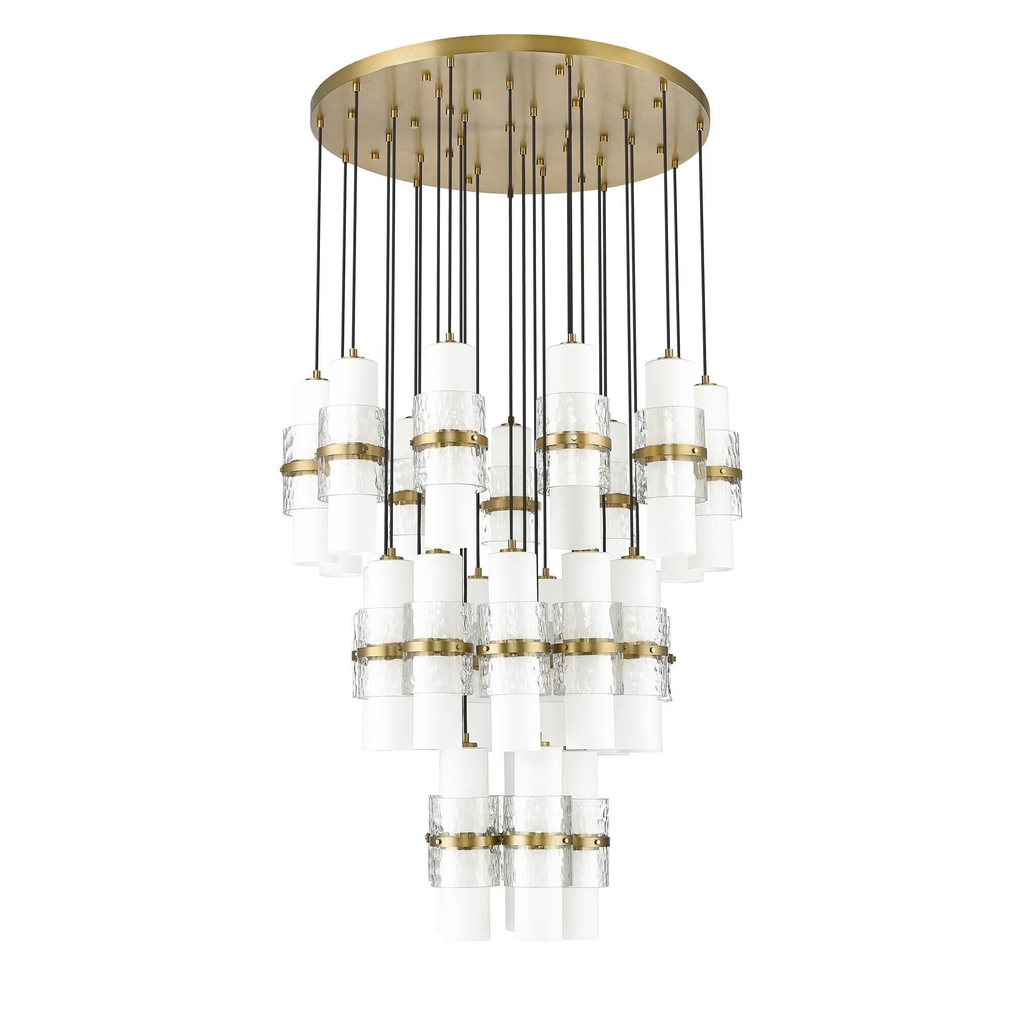 Shown in Modern Gold finish and Clear and Etched Opal glass