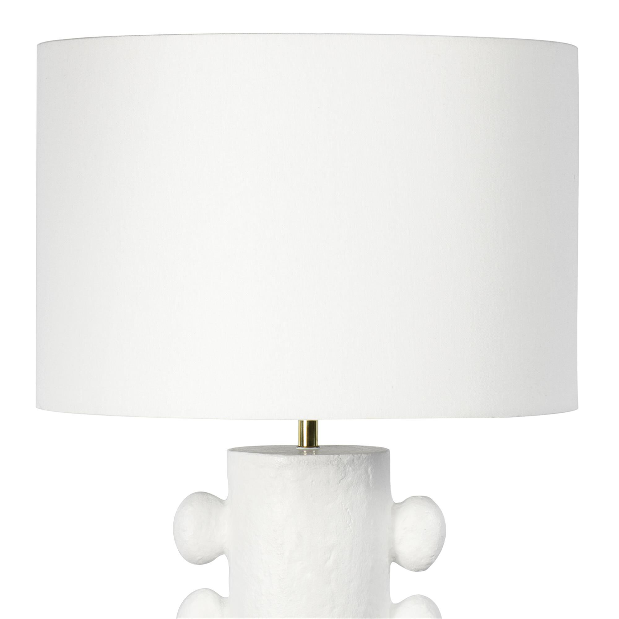 Shown in White finish and Linen shade