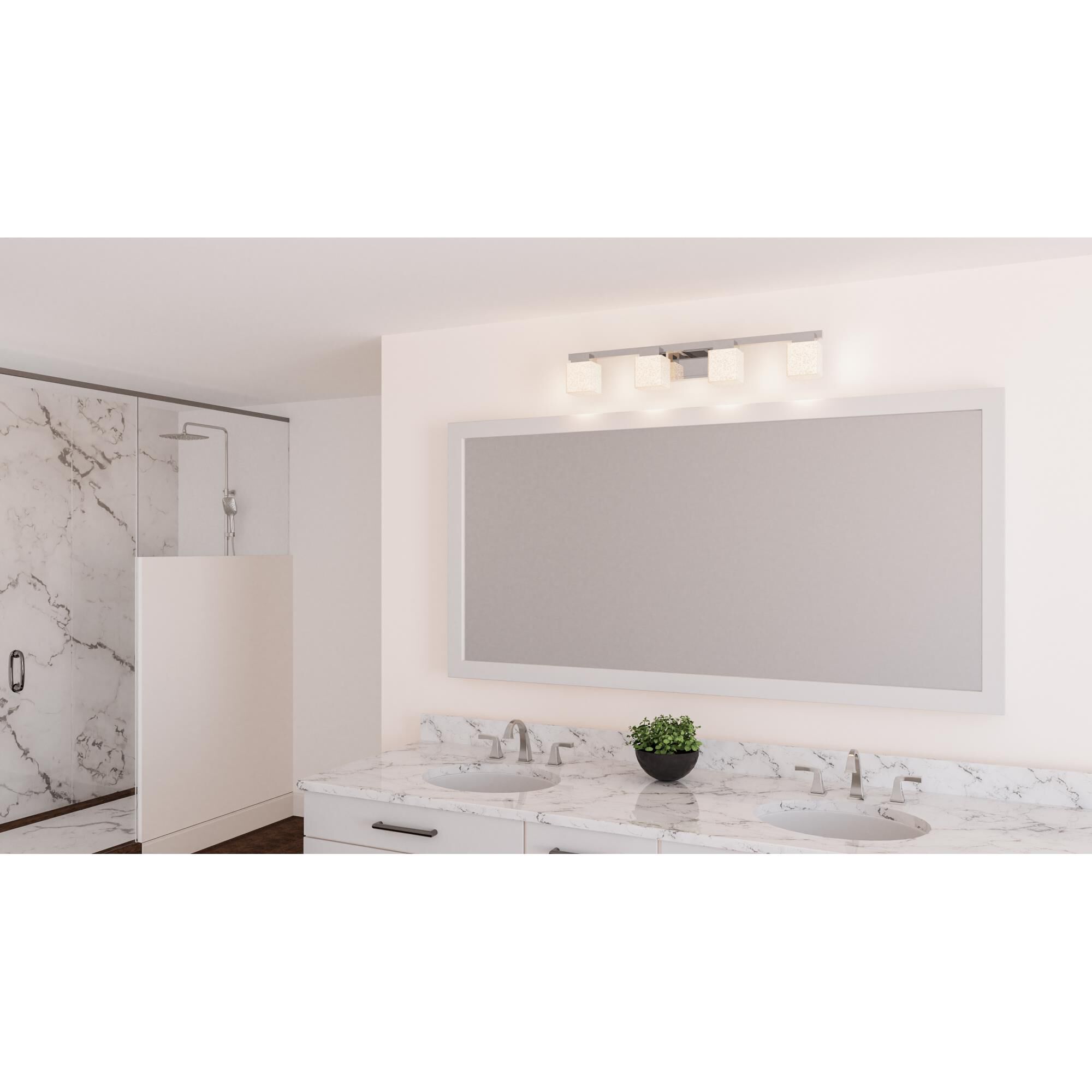 Shown in Polished Chrome finish and Bubble glass