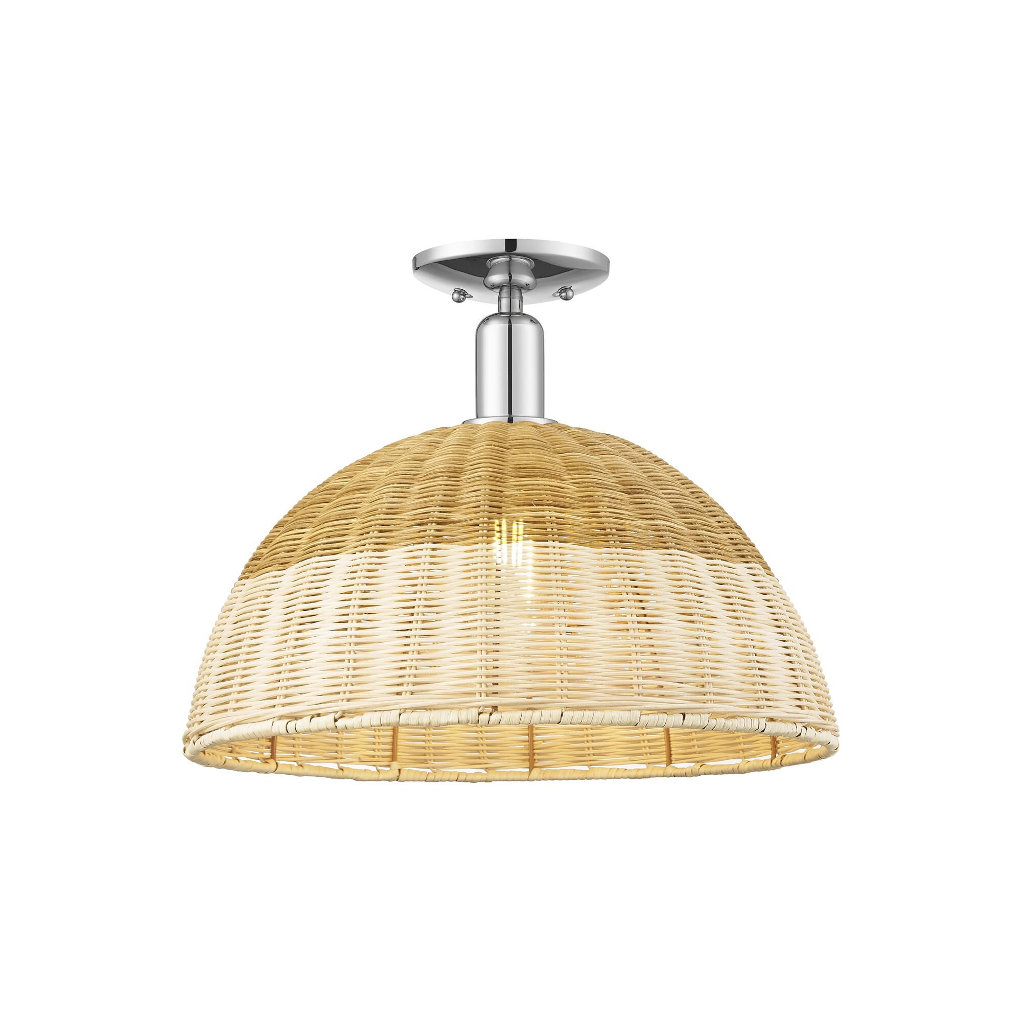 Shown in Polished Chrome finish and Natural Fiber shade