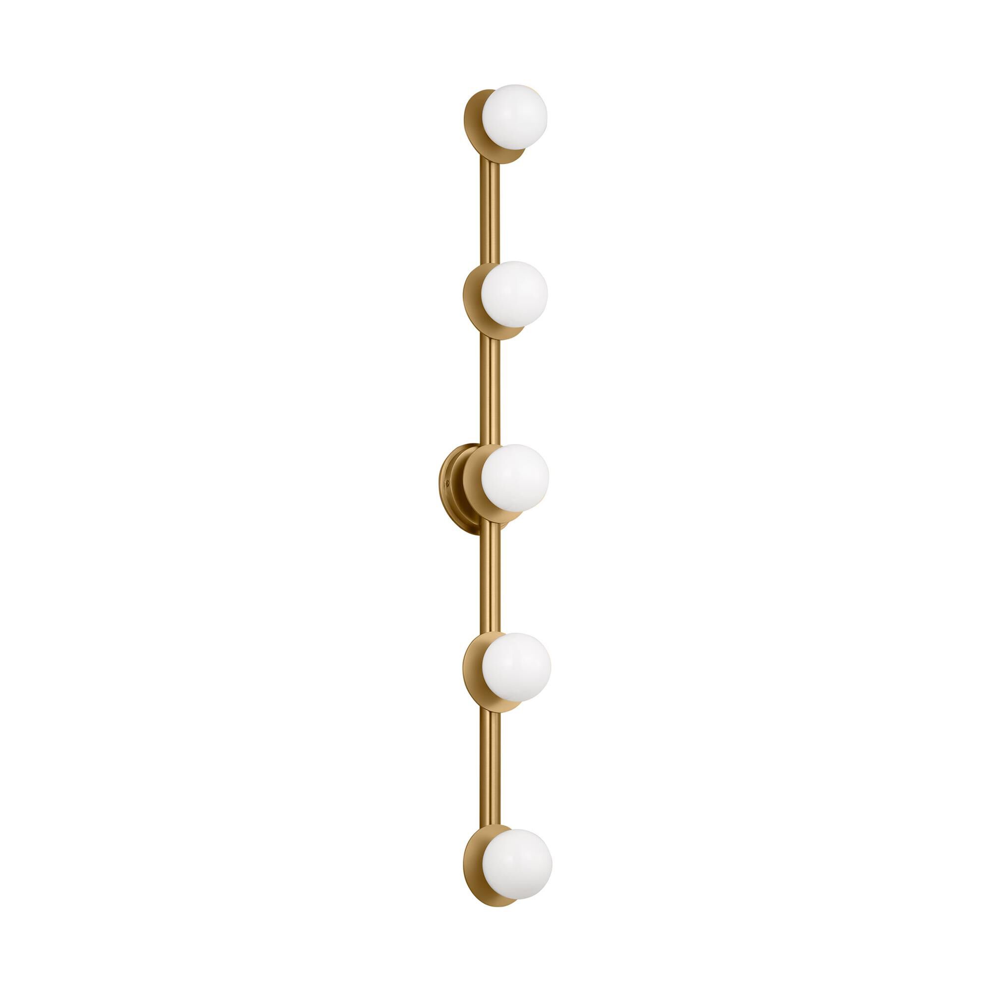 Shown in Burnished Brass finish and Milk glass