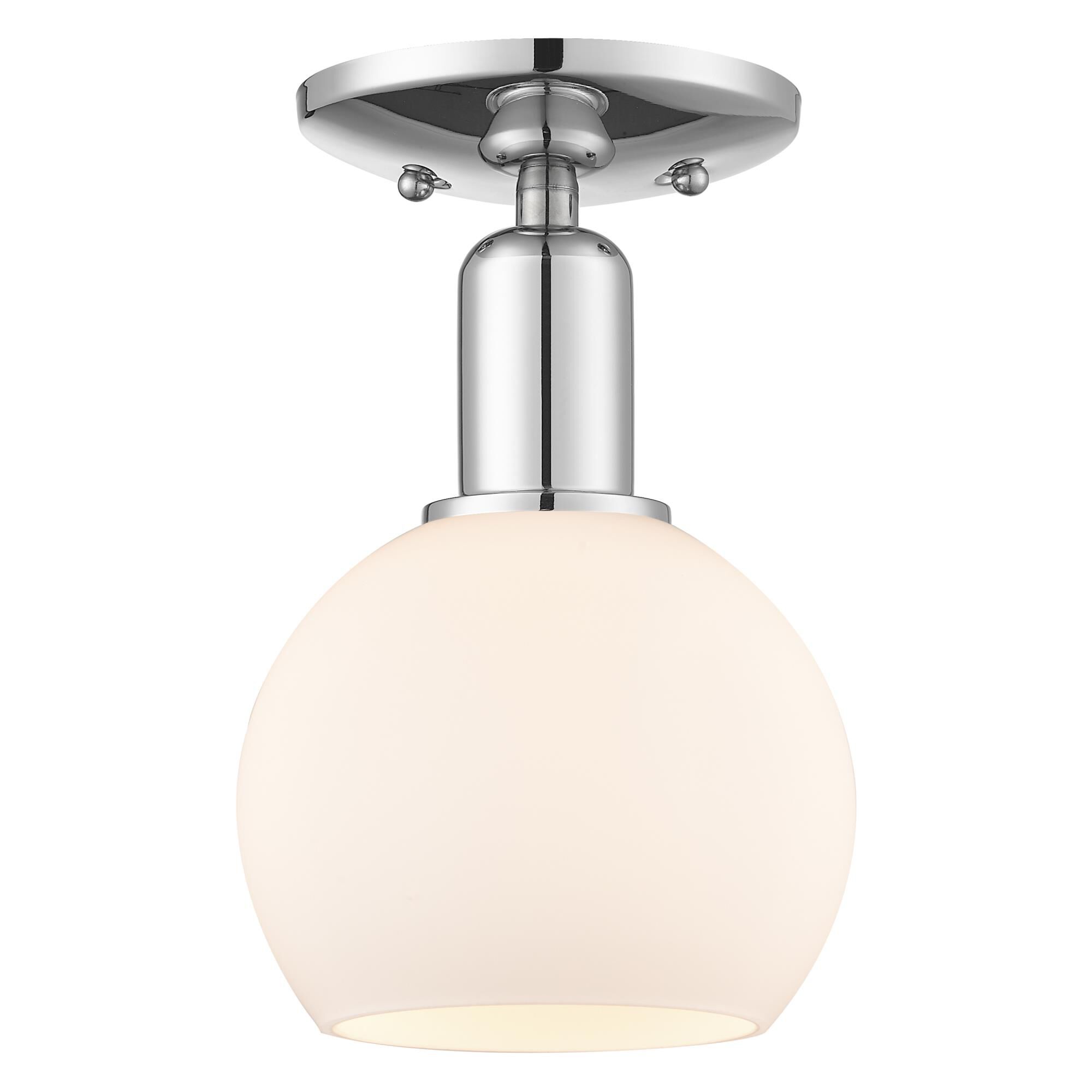 Shown in Polished Chrome finish and Matte White glass