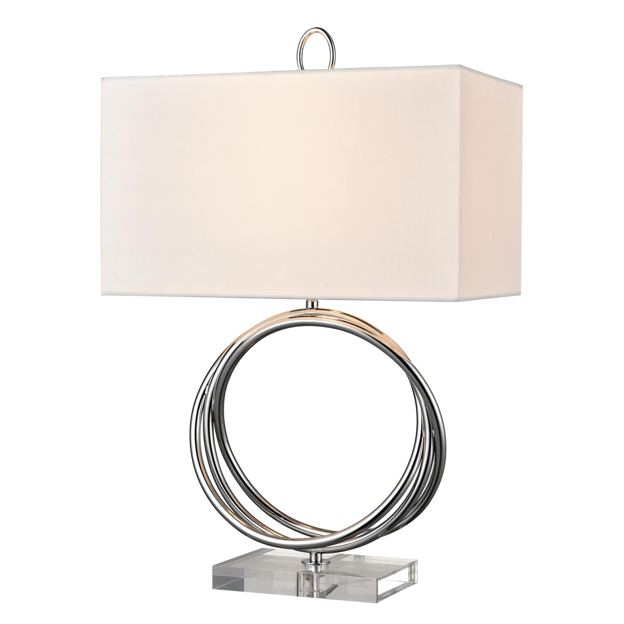 Shown in Chrome finish and White Linen Shade glass and White Linen shade