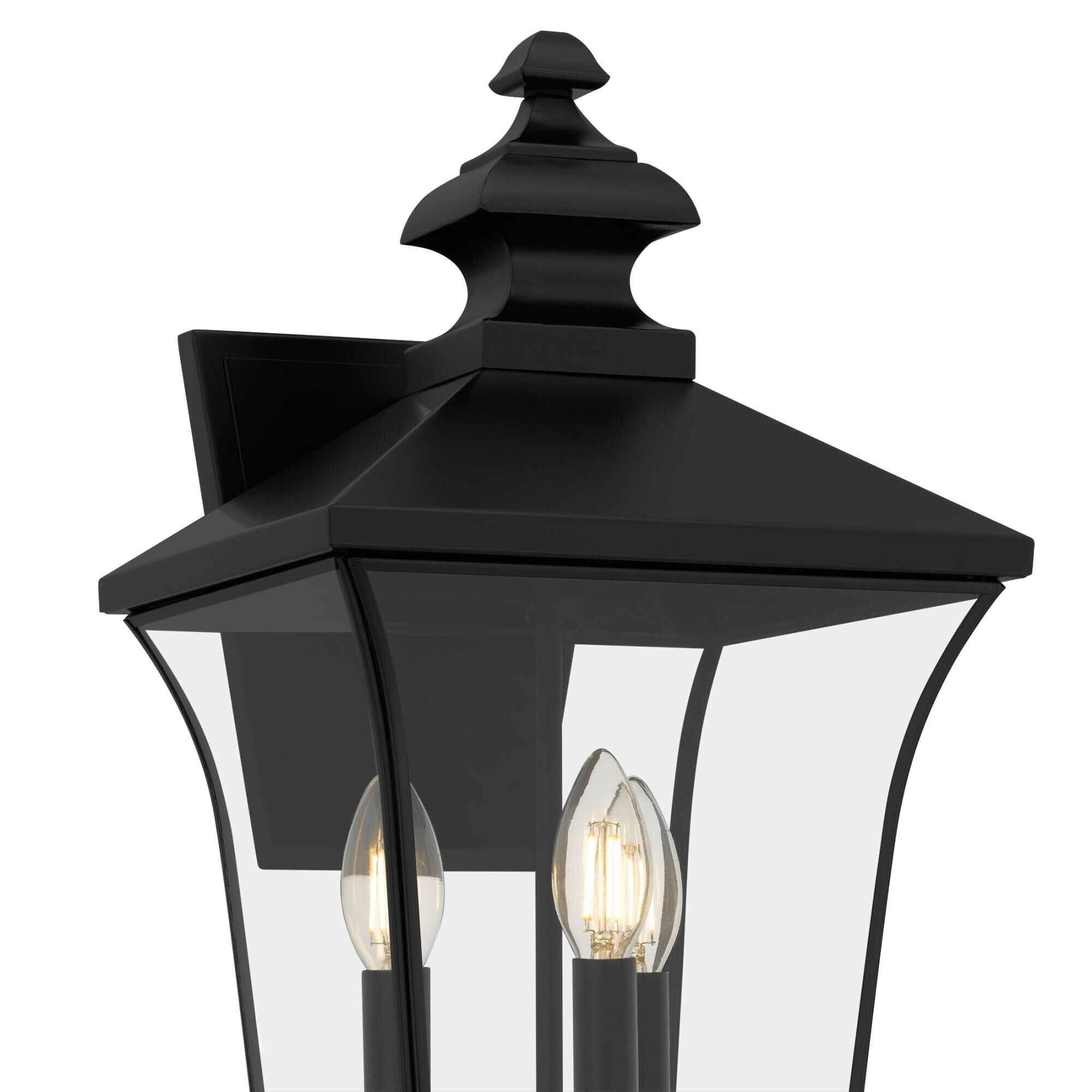 Shown in Matte Black finish and Clear  Glass shade