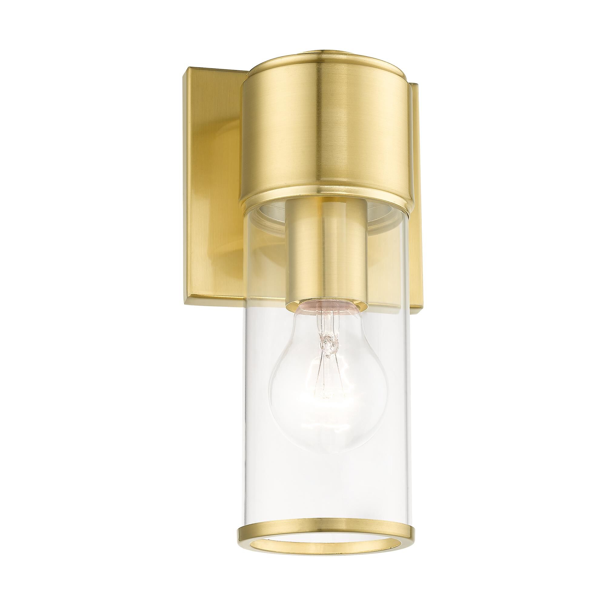 Shown in Satin Brass finish and Clear  glass