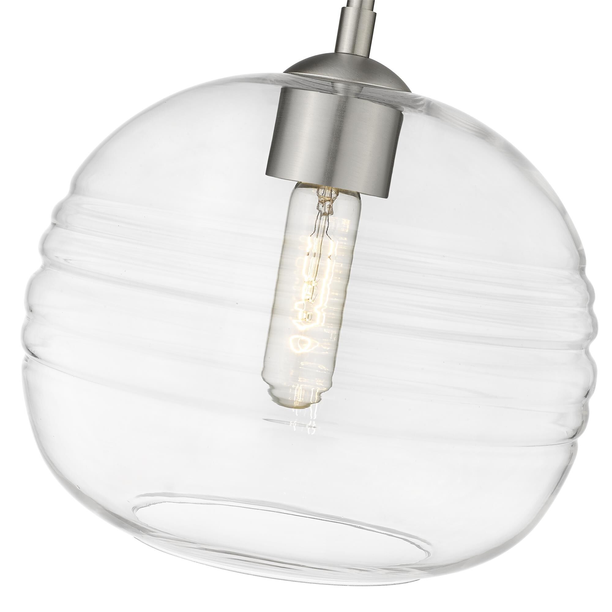 Shown in Brushed Nickel finish and Glass shade