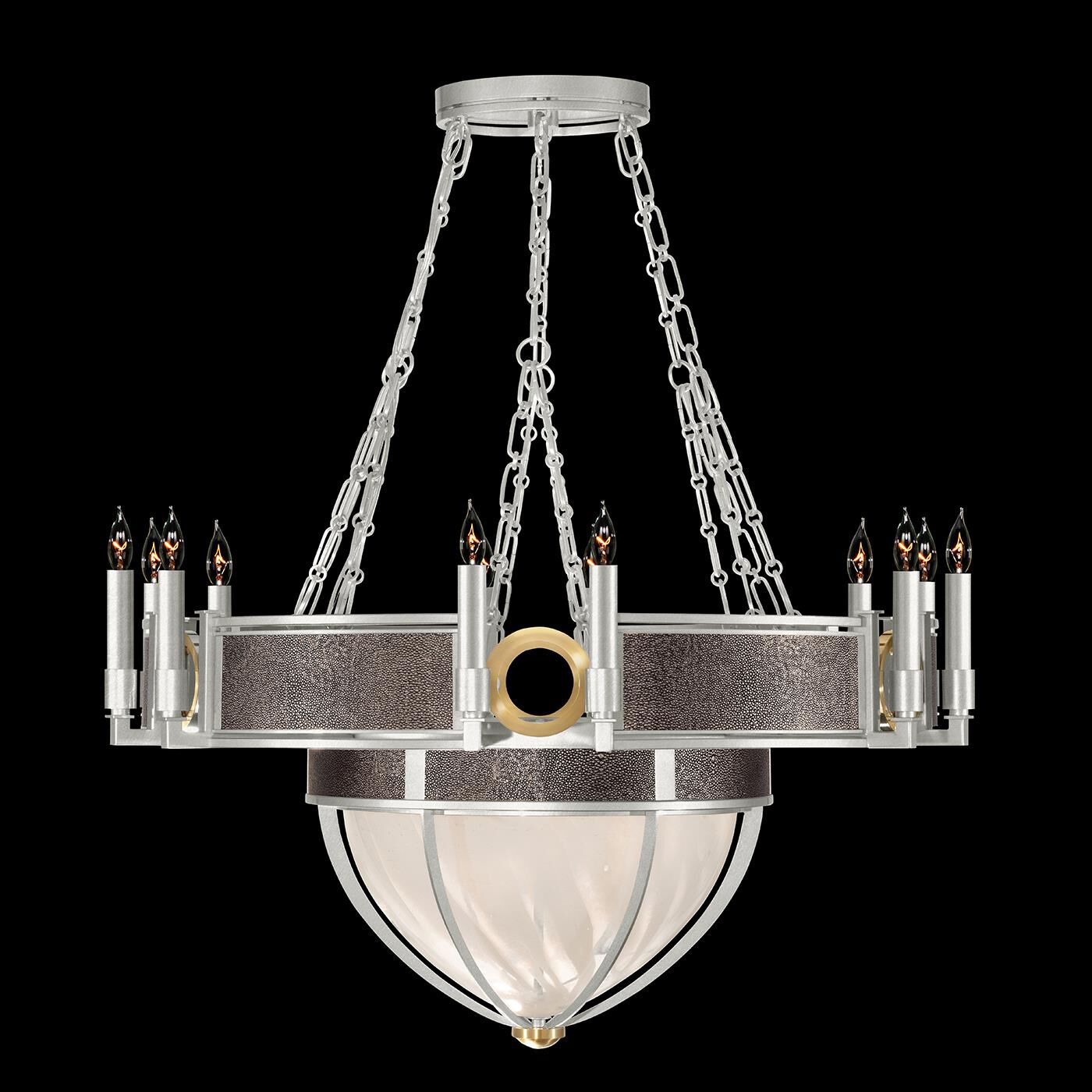 Shown in Silver Leaf and Brass  finish and Pebble accent