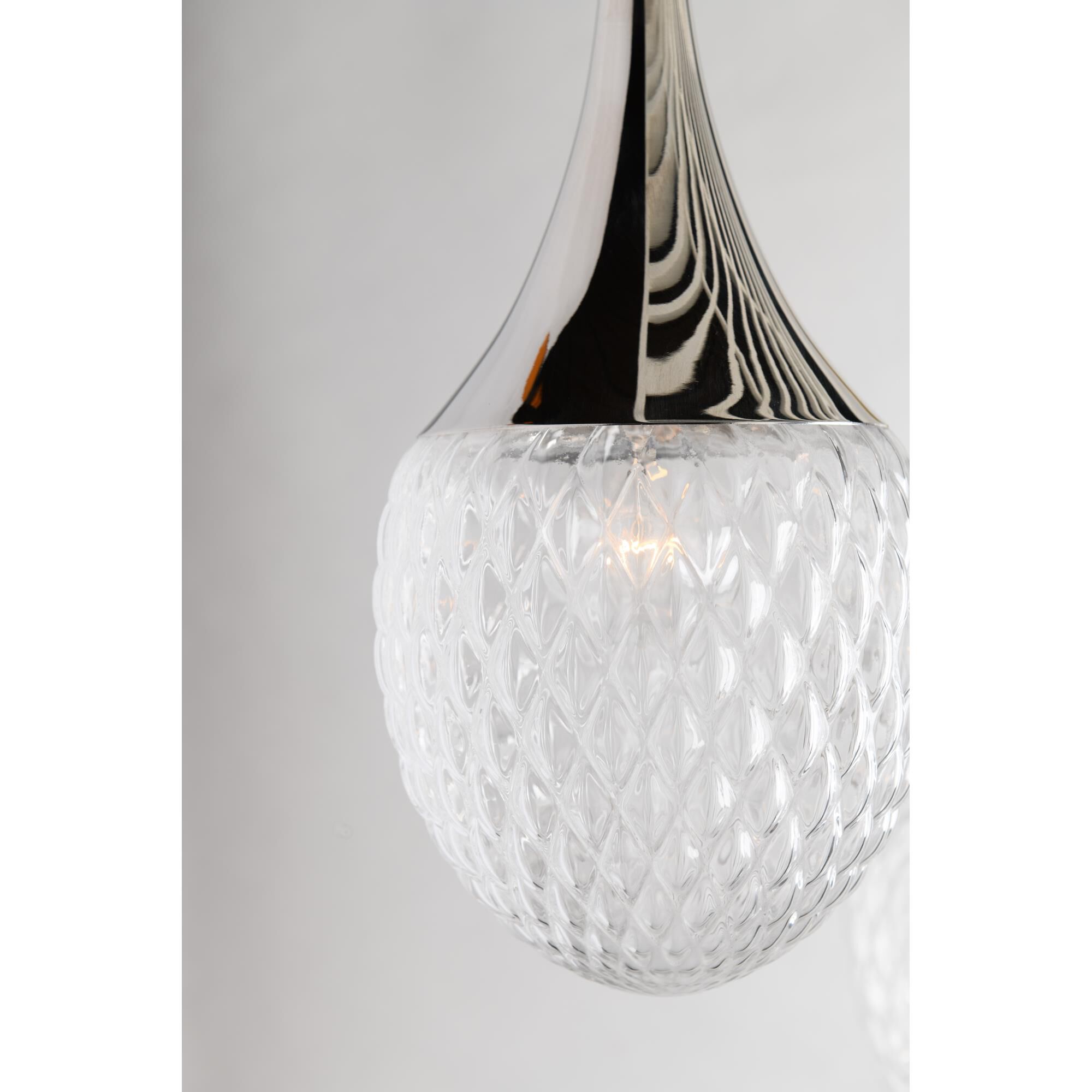 Shown in Polished Nickel finish and Opal Etched glass