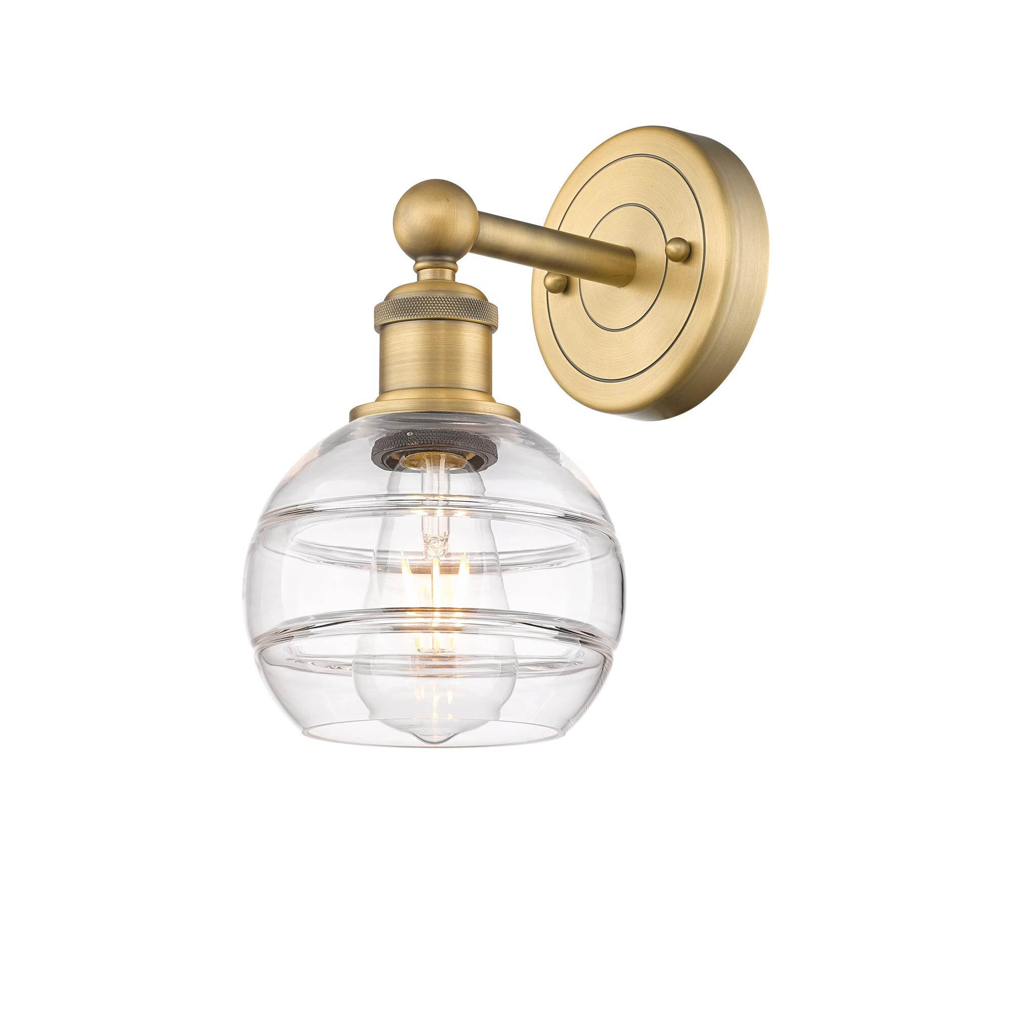 Shown in Brushed Brass finish and Clear glass