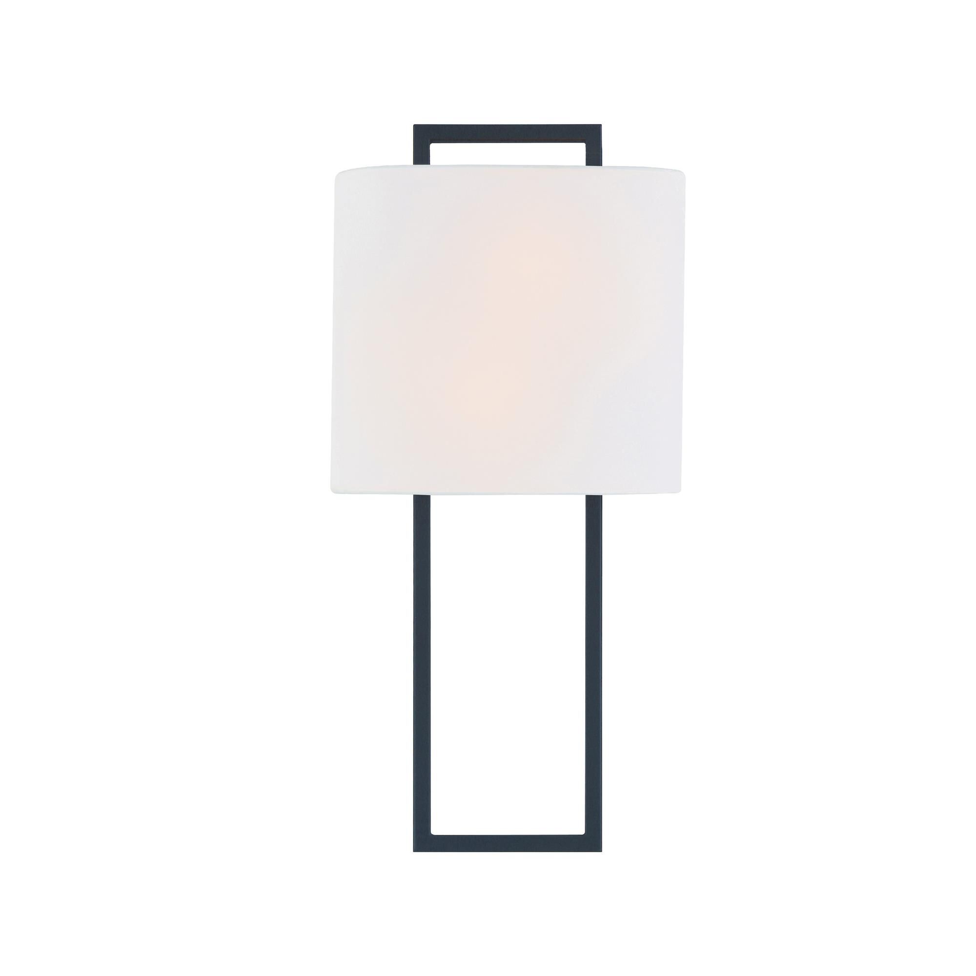 Shown in Black Forged finish and Fabric glass and White shade
