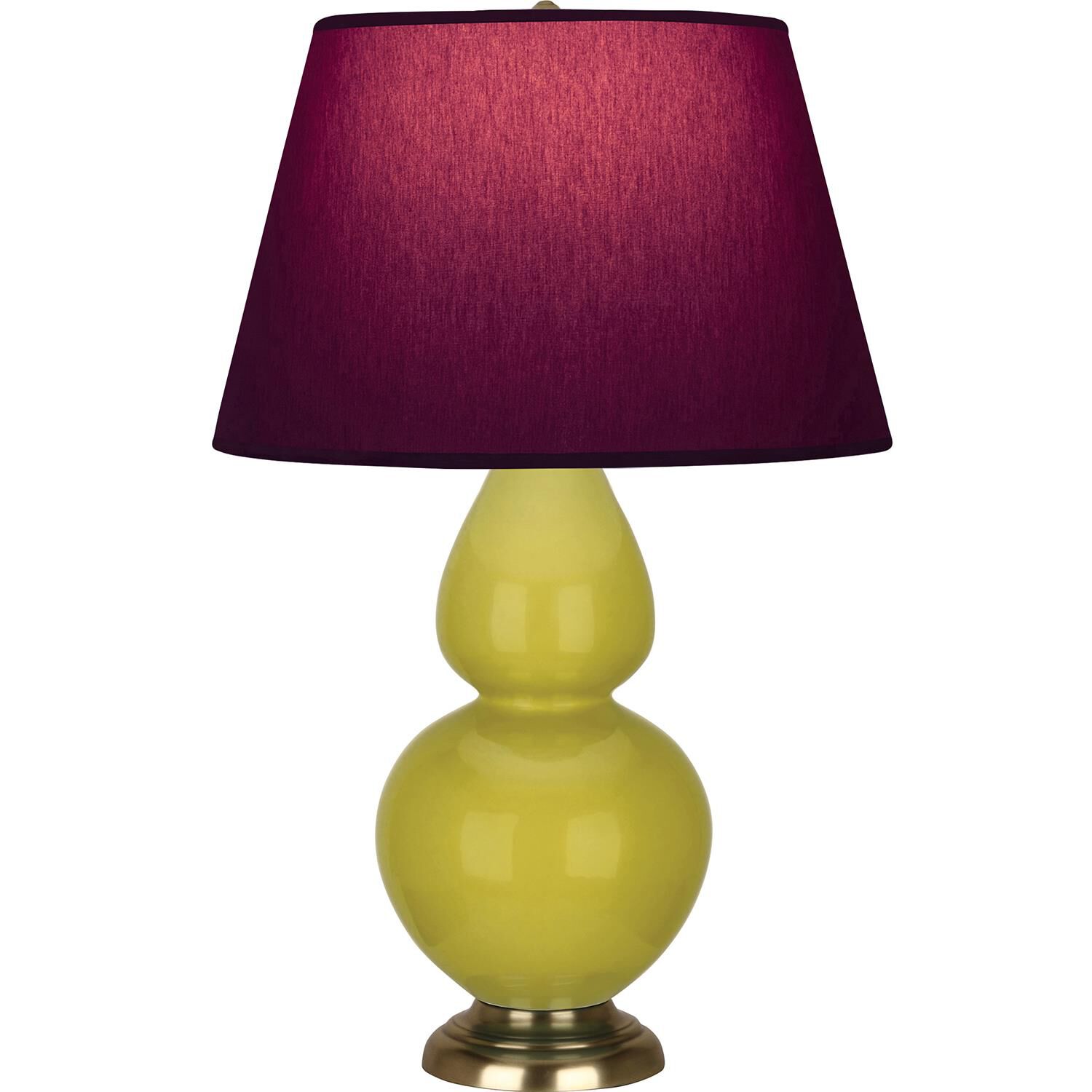Shown in Citron finish and Plum and Lavender shade and Antique Brass accent