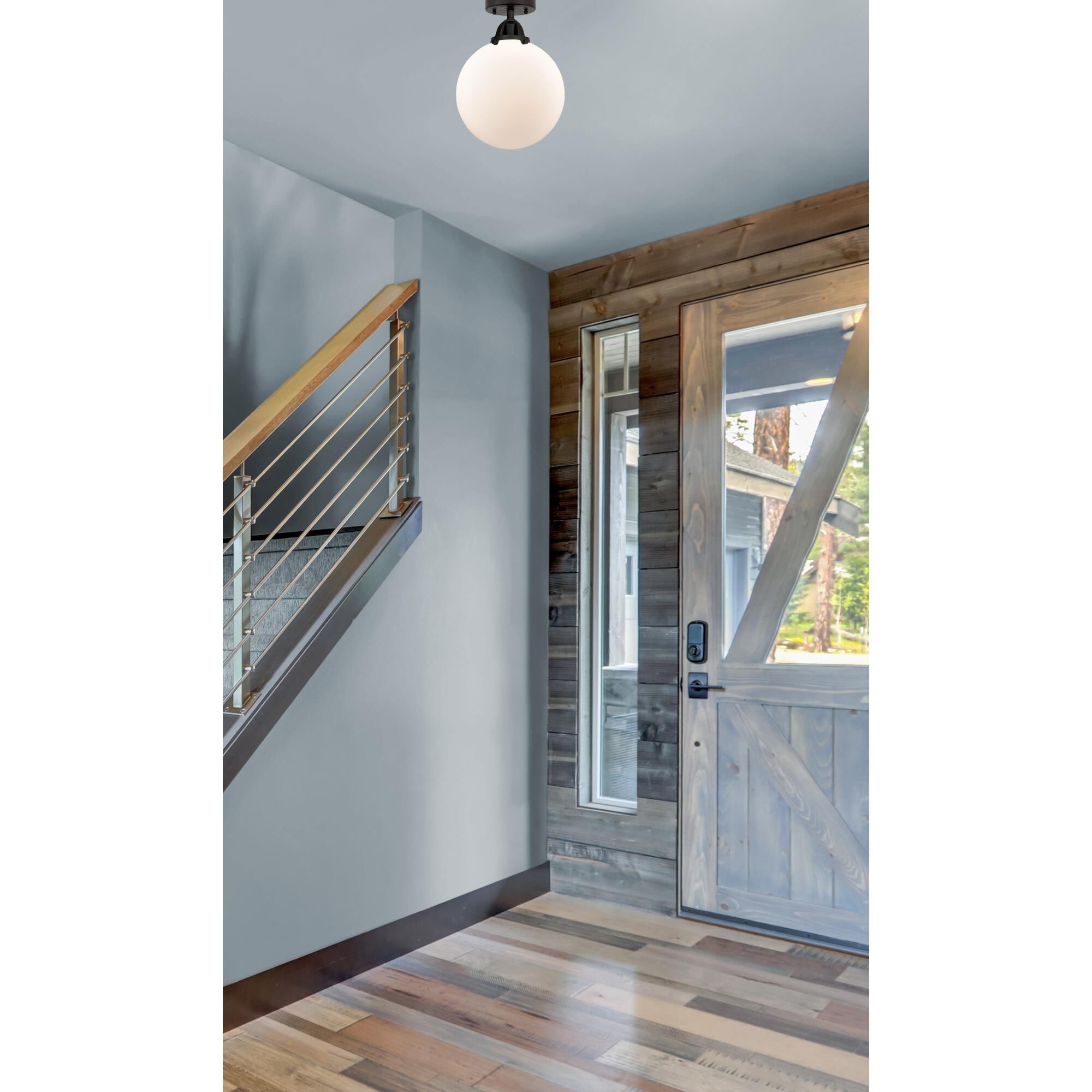 Shown in Matte Black finish and Matte White Cased Beacon glass and No Shade shade