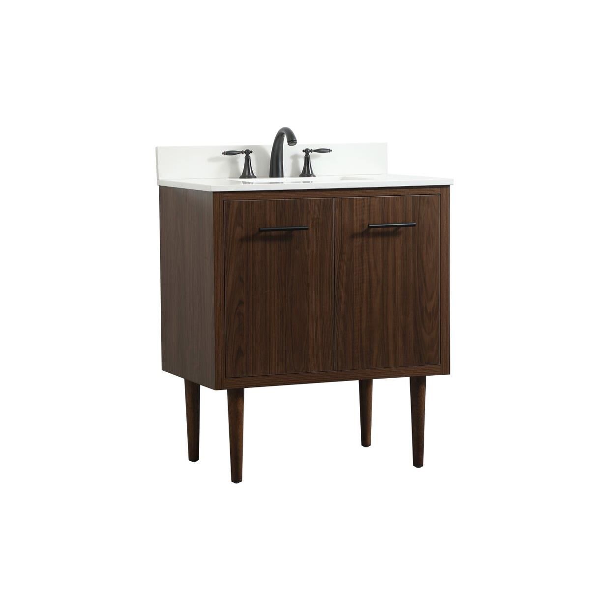 Shown in Walnut finish and Backsplash accent