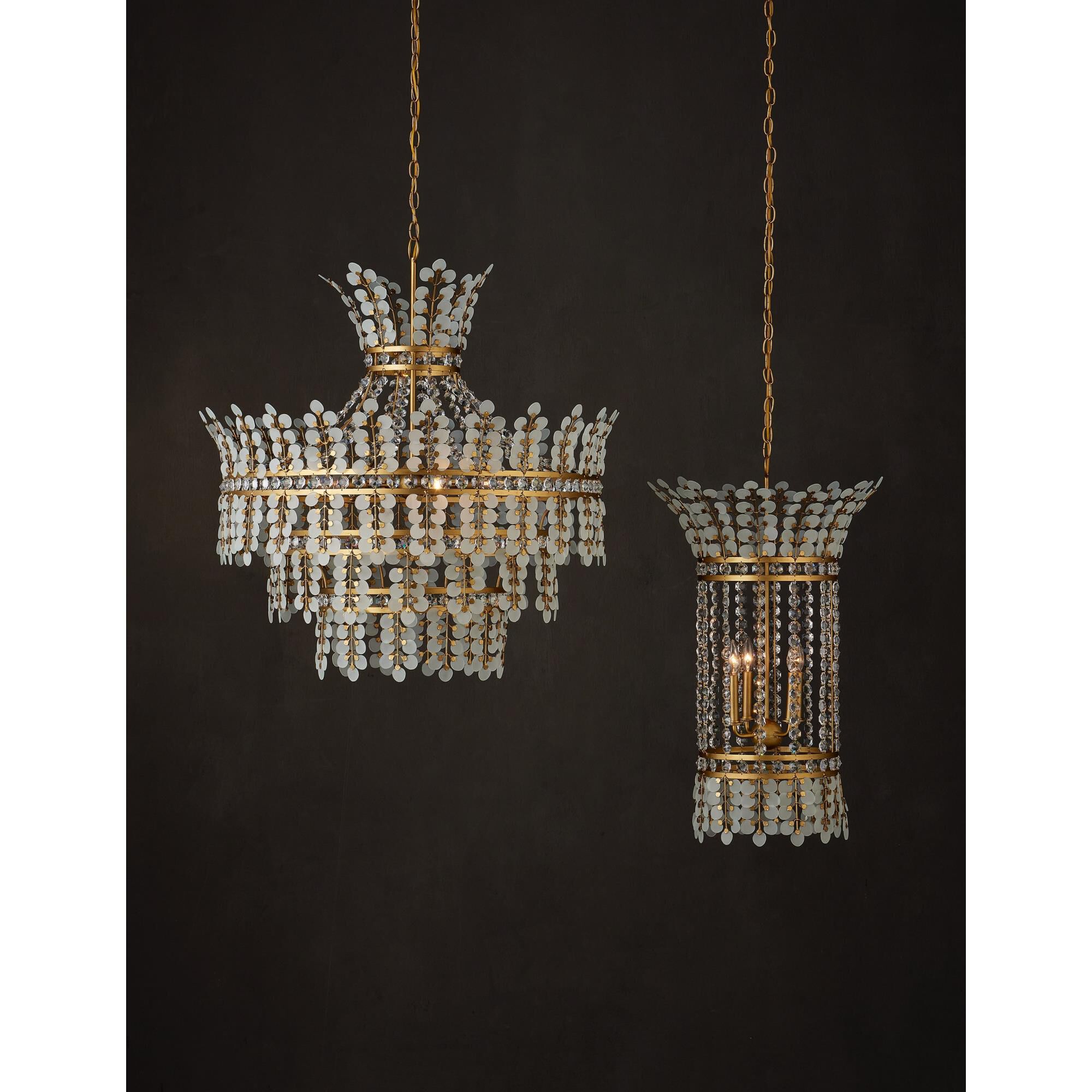 Shown in Frosted, Clear and Brass finish