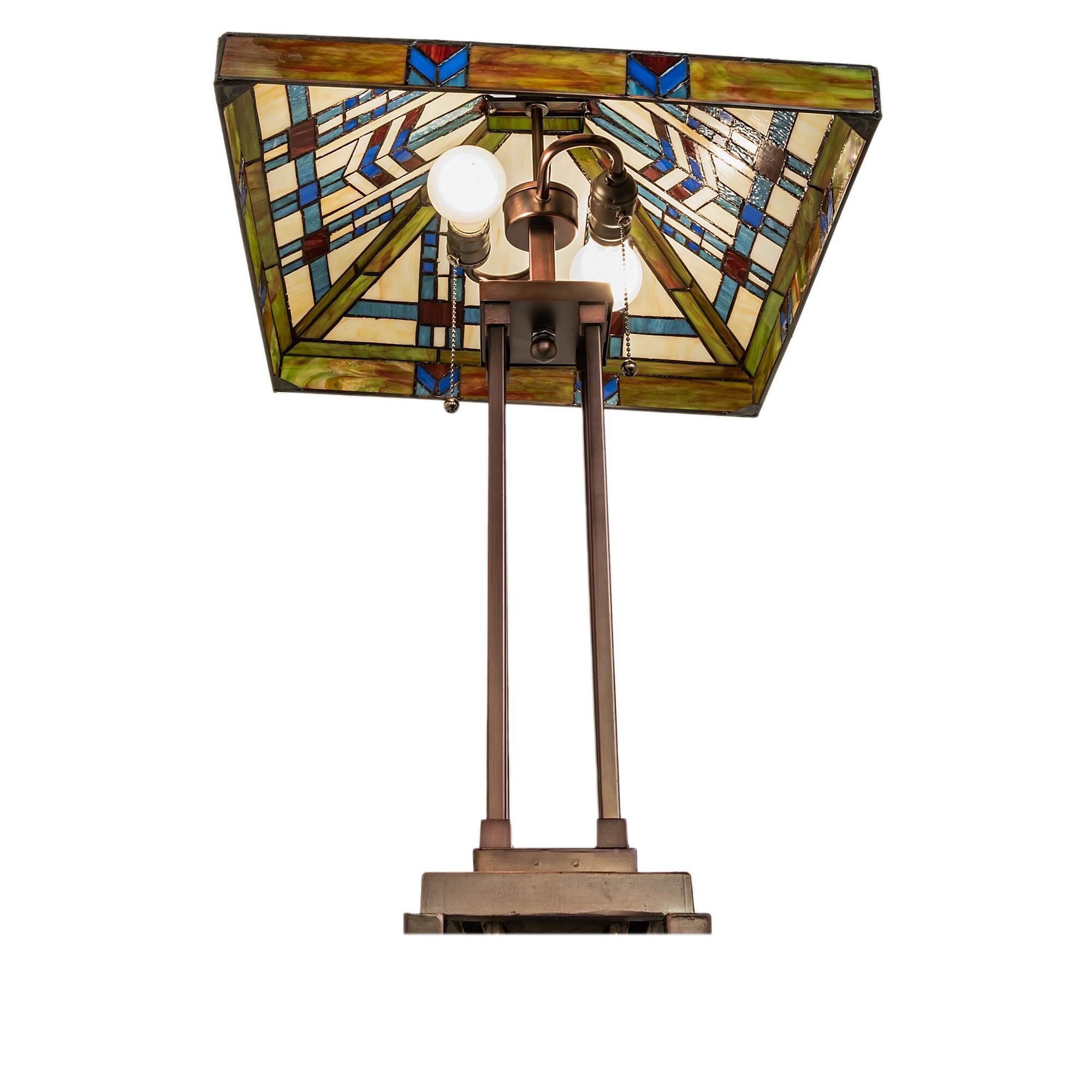 Shown in Mahogany Bronze finish and Amber /Acrylic;Green;Blue;Beige glass