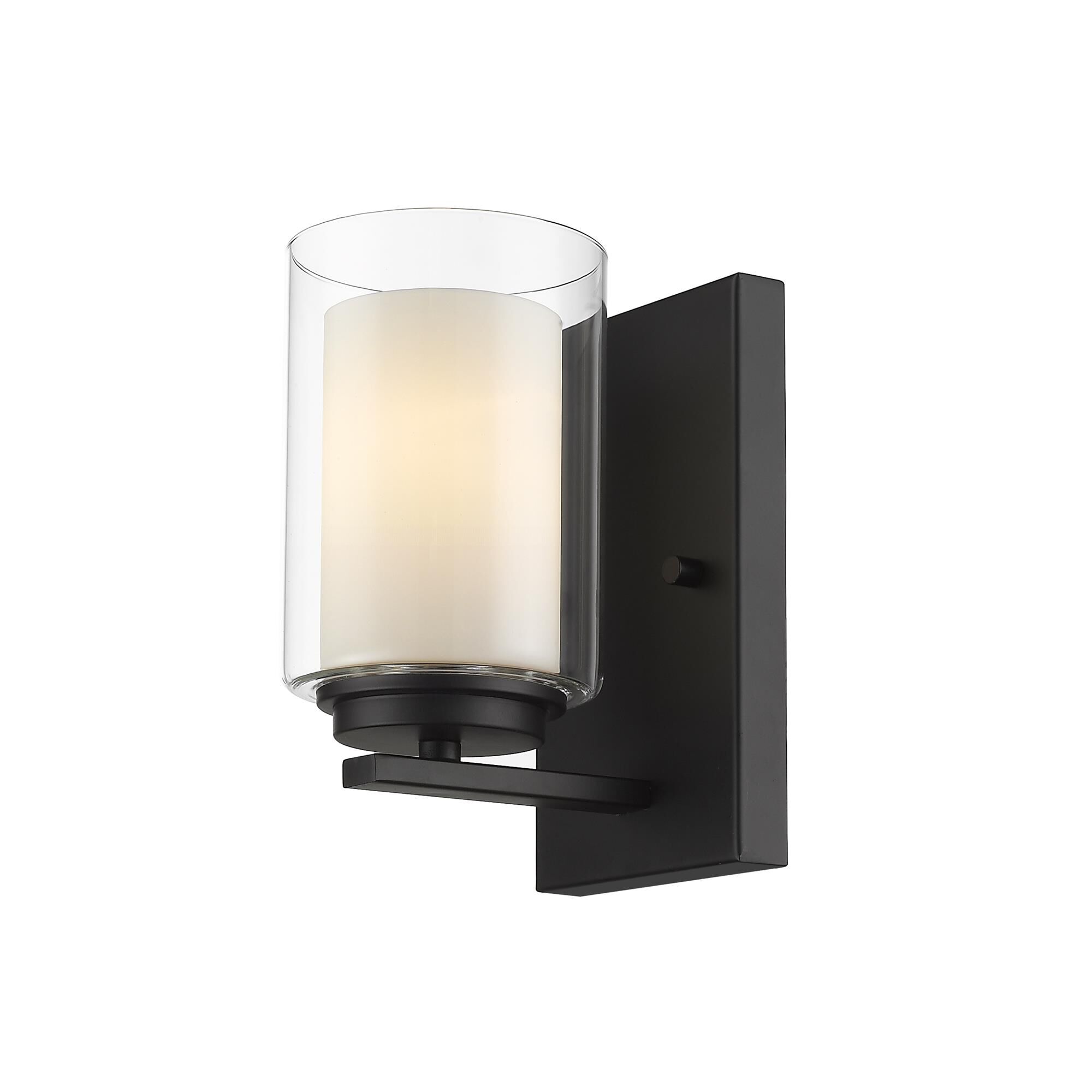 Shown in Matte Black finish and Glass shade