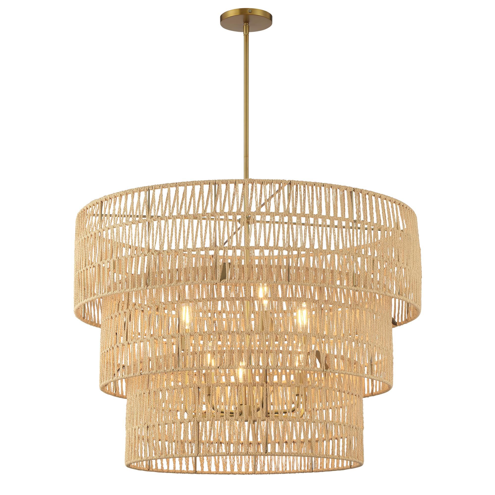 Shown in Soft Brass finish and Papyrus Rope shade