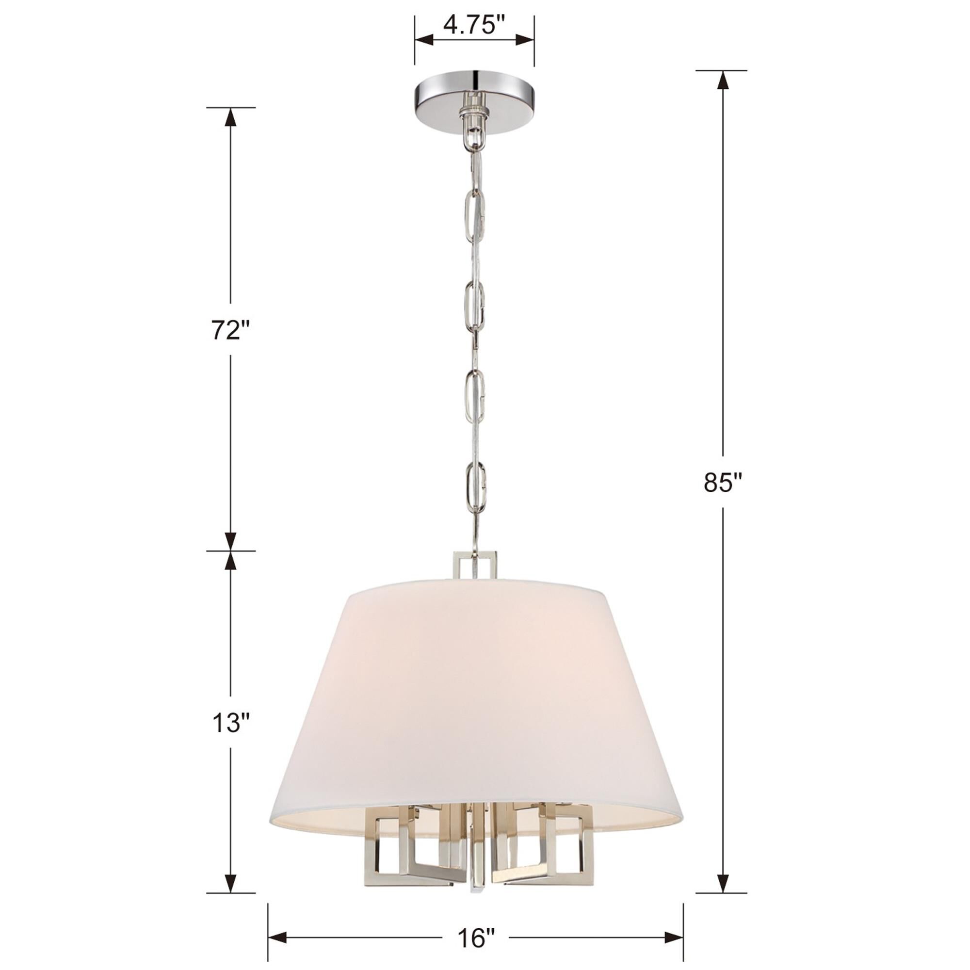 Shown in Polished Nickel finish and Silk glass and White shade
