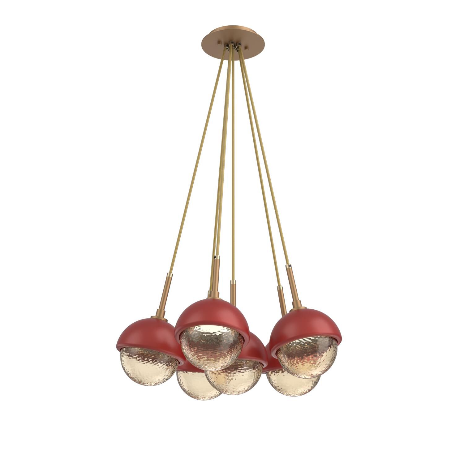 Shown in Novel Brass finish and Amber glass and Cinnamon Red accent