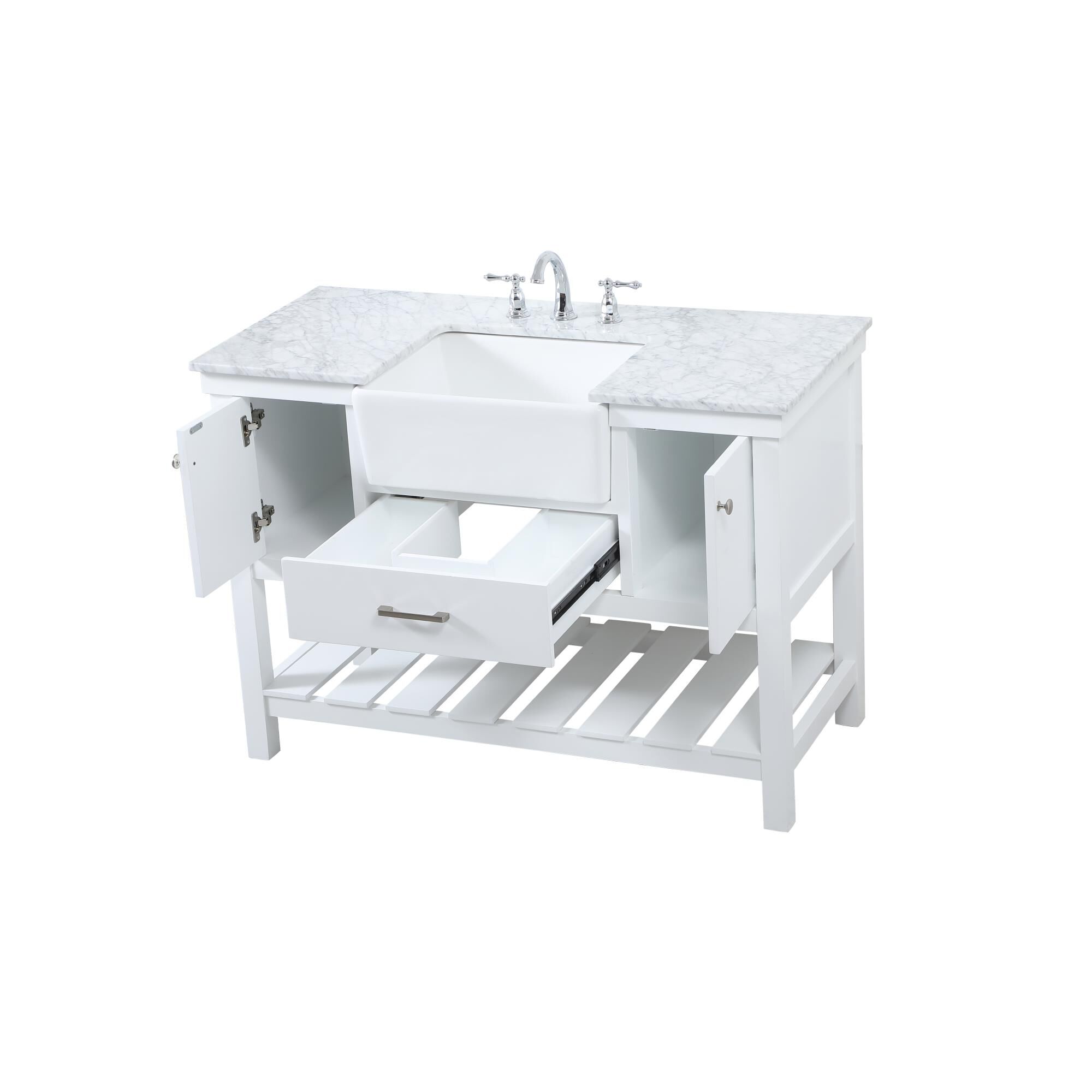 Shown in White finish and Without Backsplash accent