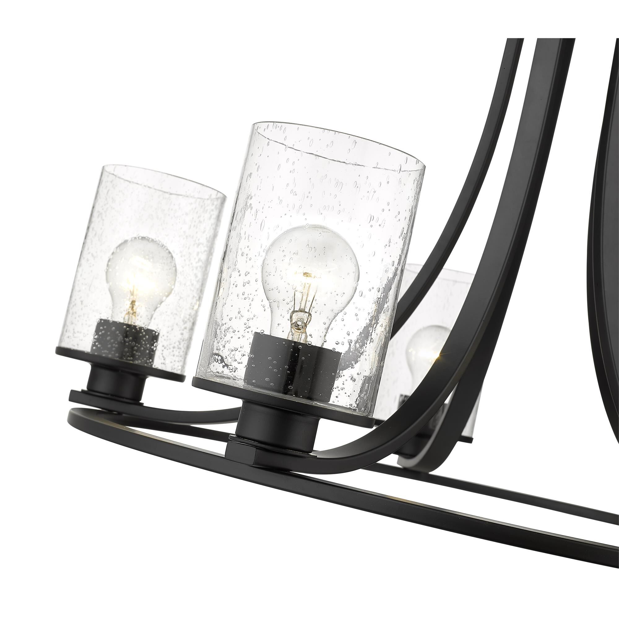 Shown in Matte Black finish and Clear Seedy glass and No Shade shade